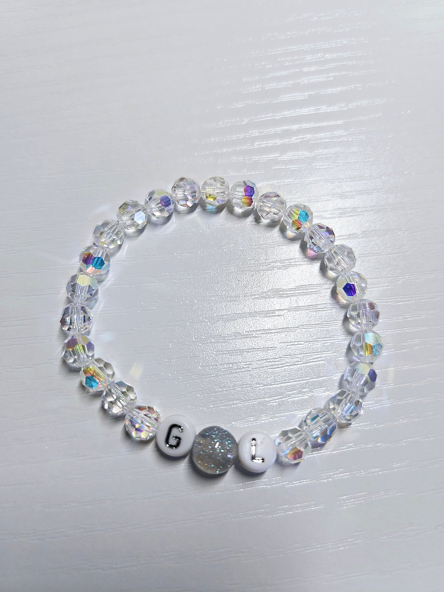Personalised Round Preciosa Crystals Stretch Bead Bracelet