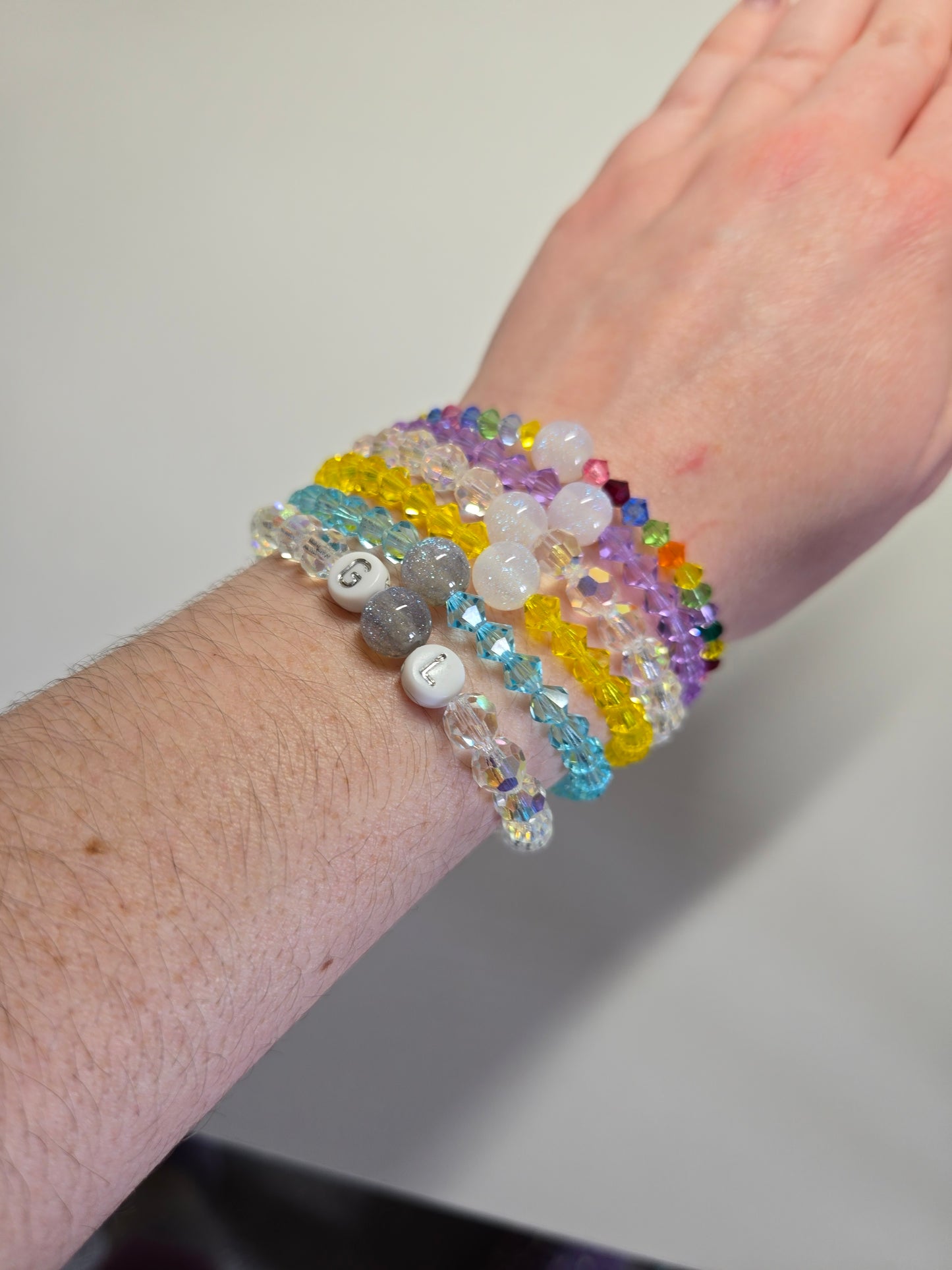 Personalised Round Preciosa Crystals Stretch Bead Bracelet