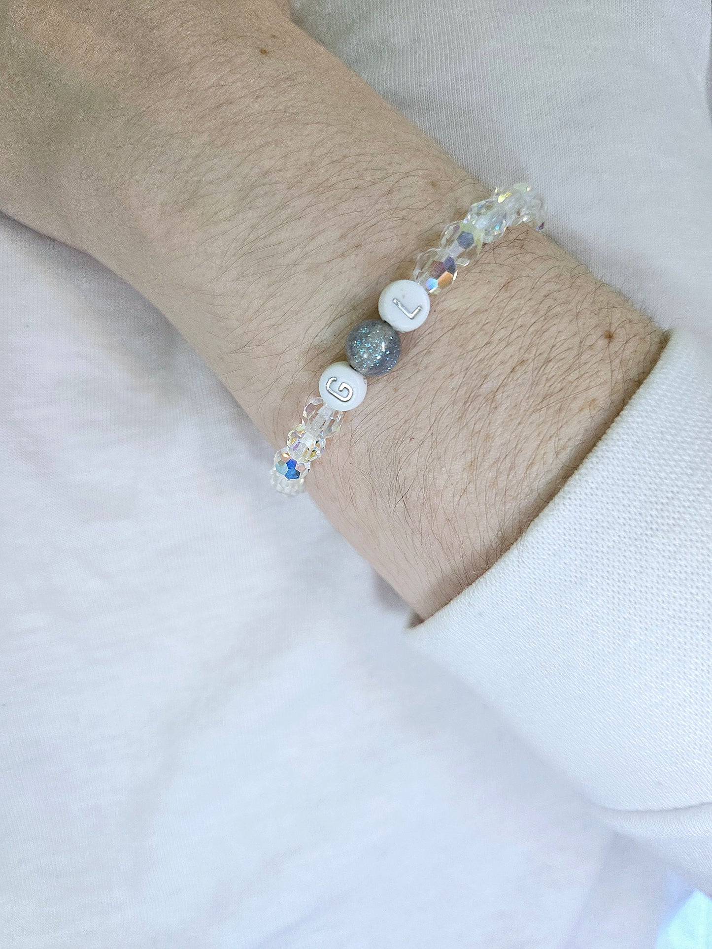 Personalised Round Preciosa Crystals Stretch Bead Bracelet