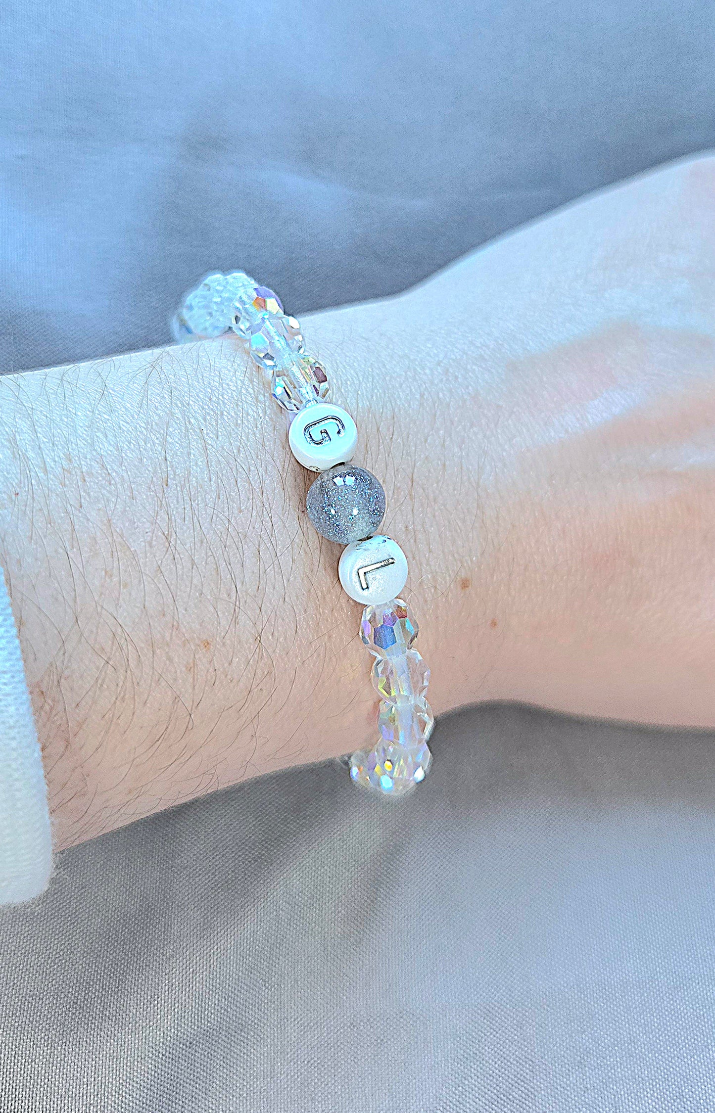 Personalised Round Preciosa Crystals Stretch Bead Bracelet