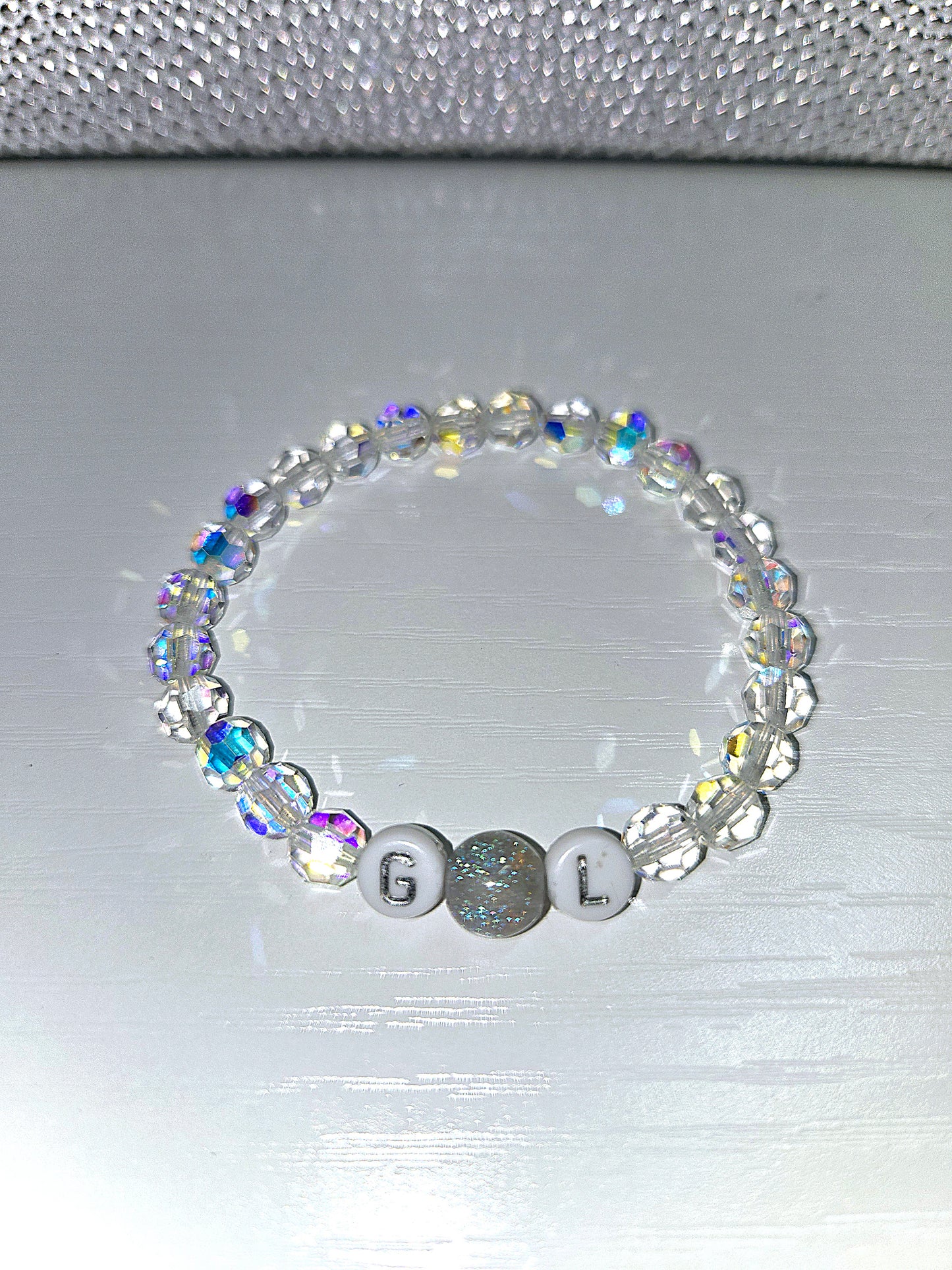 Personalised Round Preciosa Crystals Stretch Bead Bracelet
