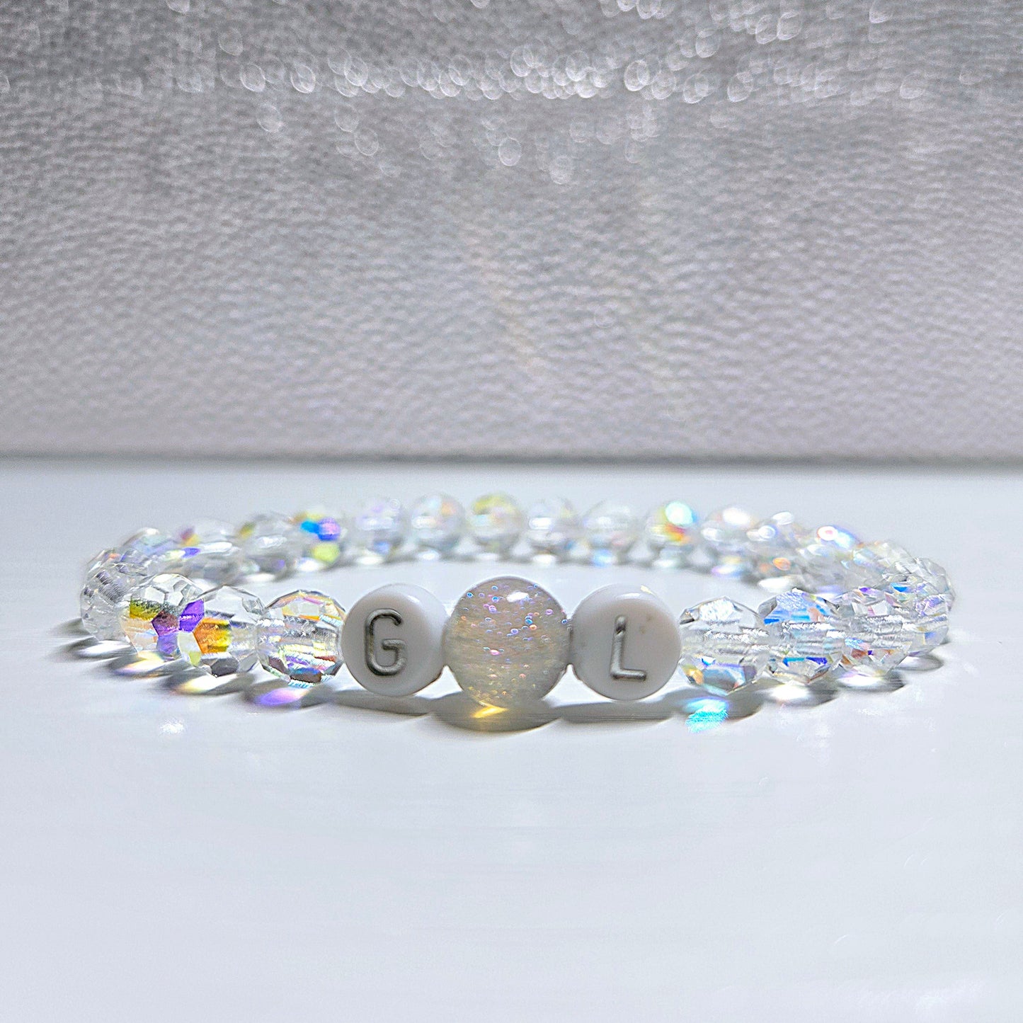 Personalised Round Preciosa Crystals Stretch Bead Bracelet