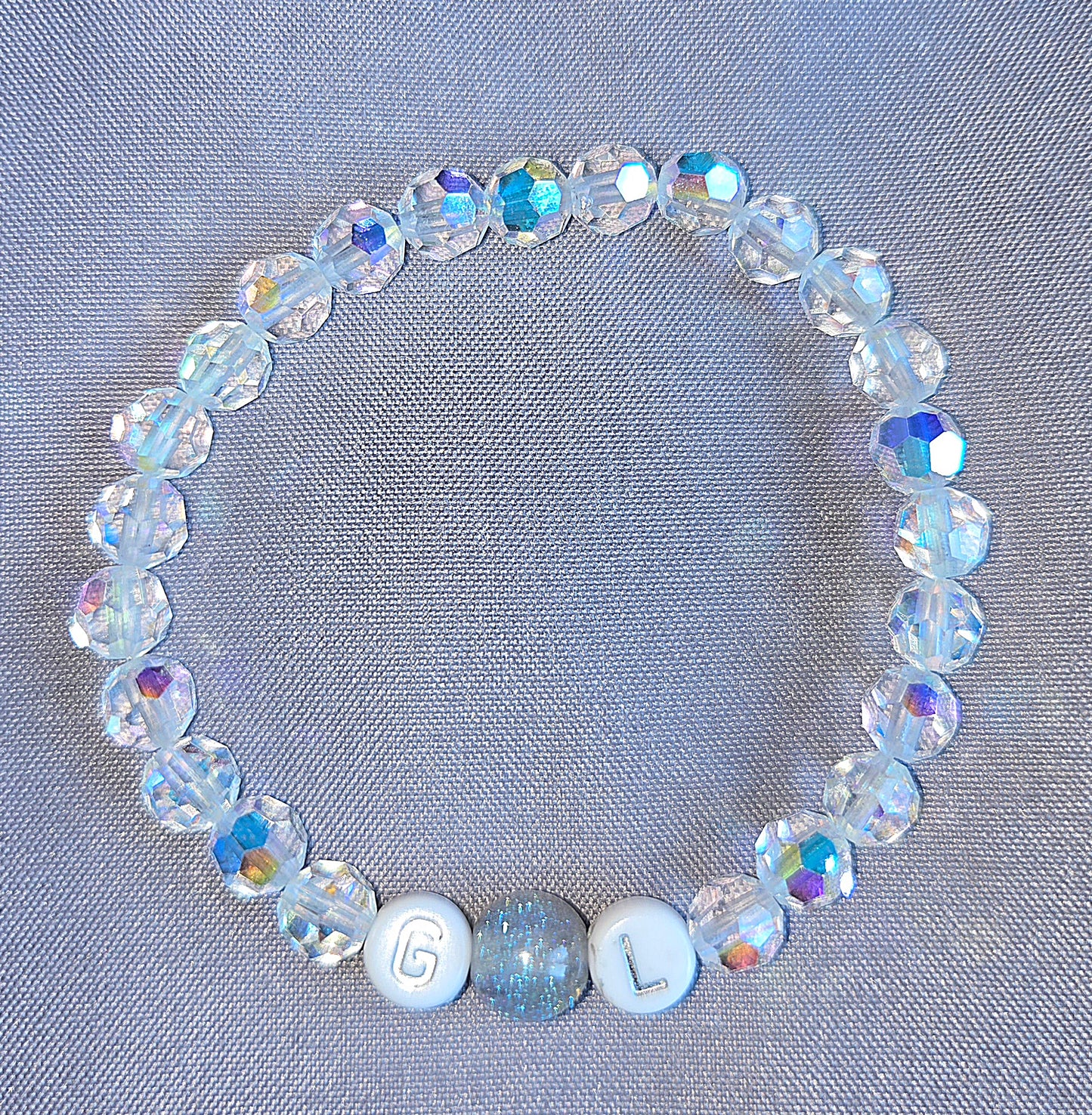 Personalised Round Preciosa Crystals Stretch Bead Bracelet