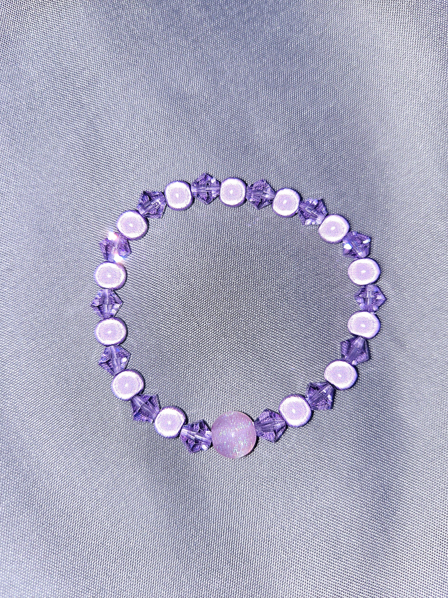 Purple Miracle Bead & Preciosa Crystal Stretch Bracelet