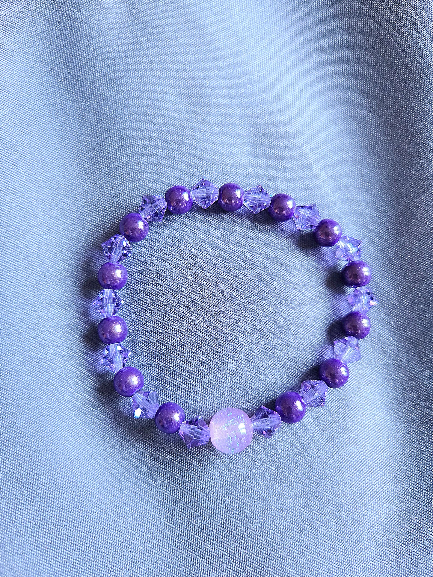 Purple Miracle Bead & Preciosa Crystal Stretch Bracelet