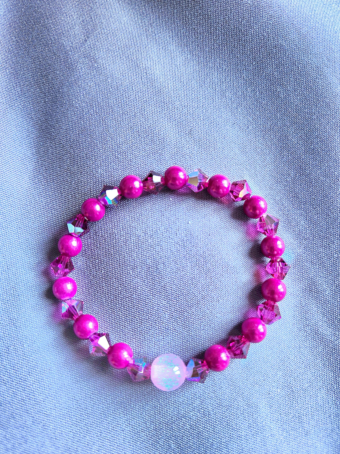 Pink Miracle Bead & Preciosa Crystal Stretch Bracelet