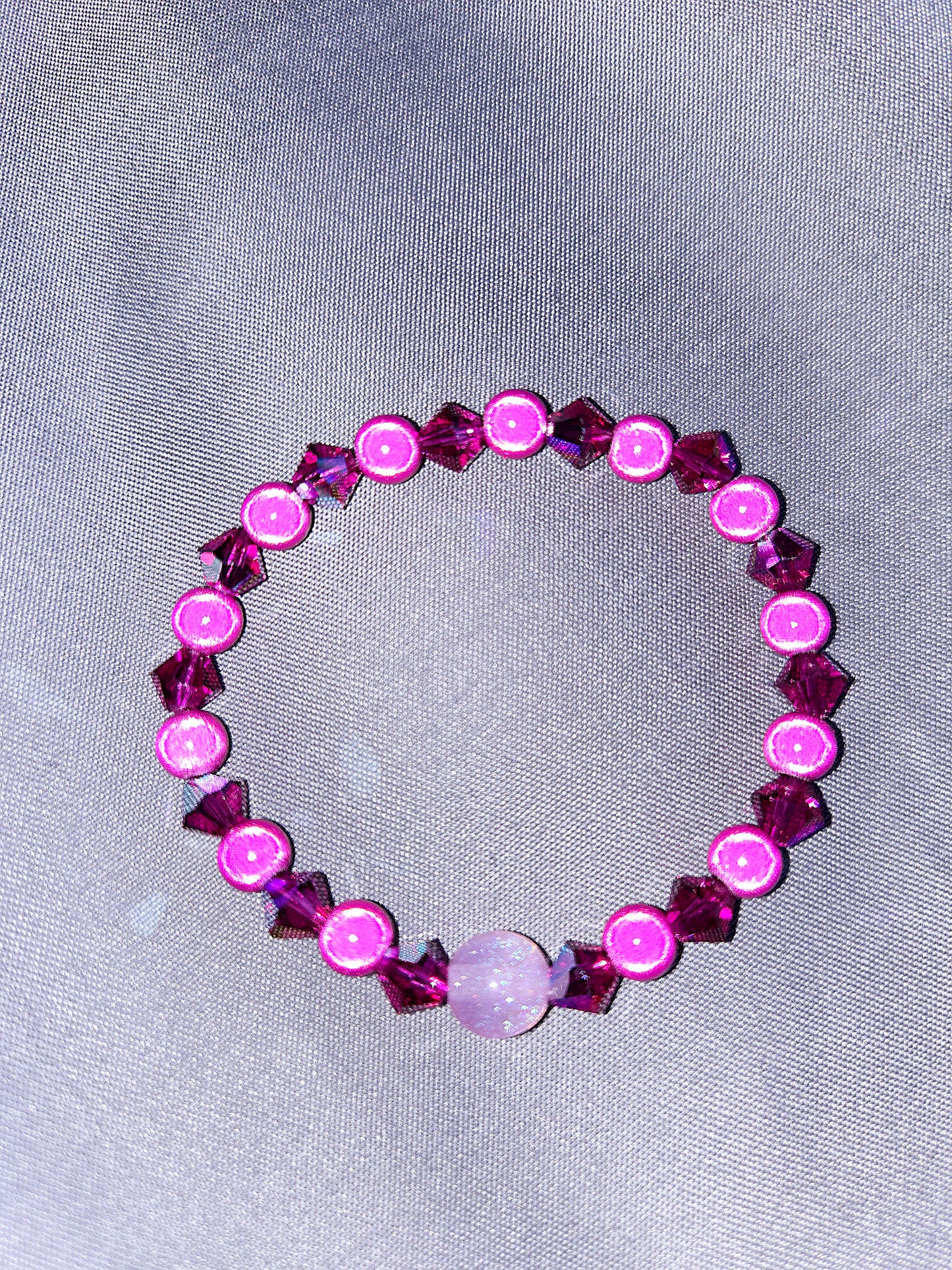 Pink Miracle Bead & Preciosa Crystal Stretch Bracelet