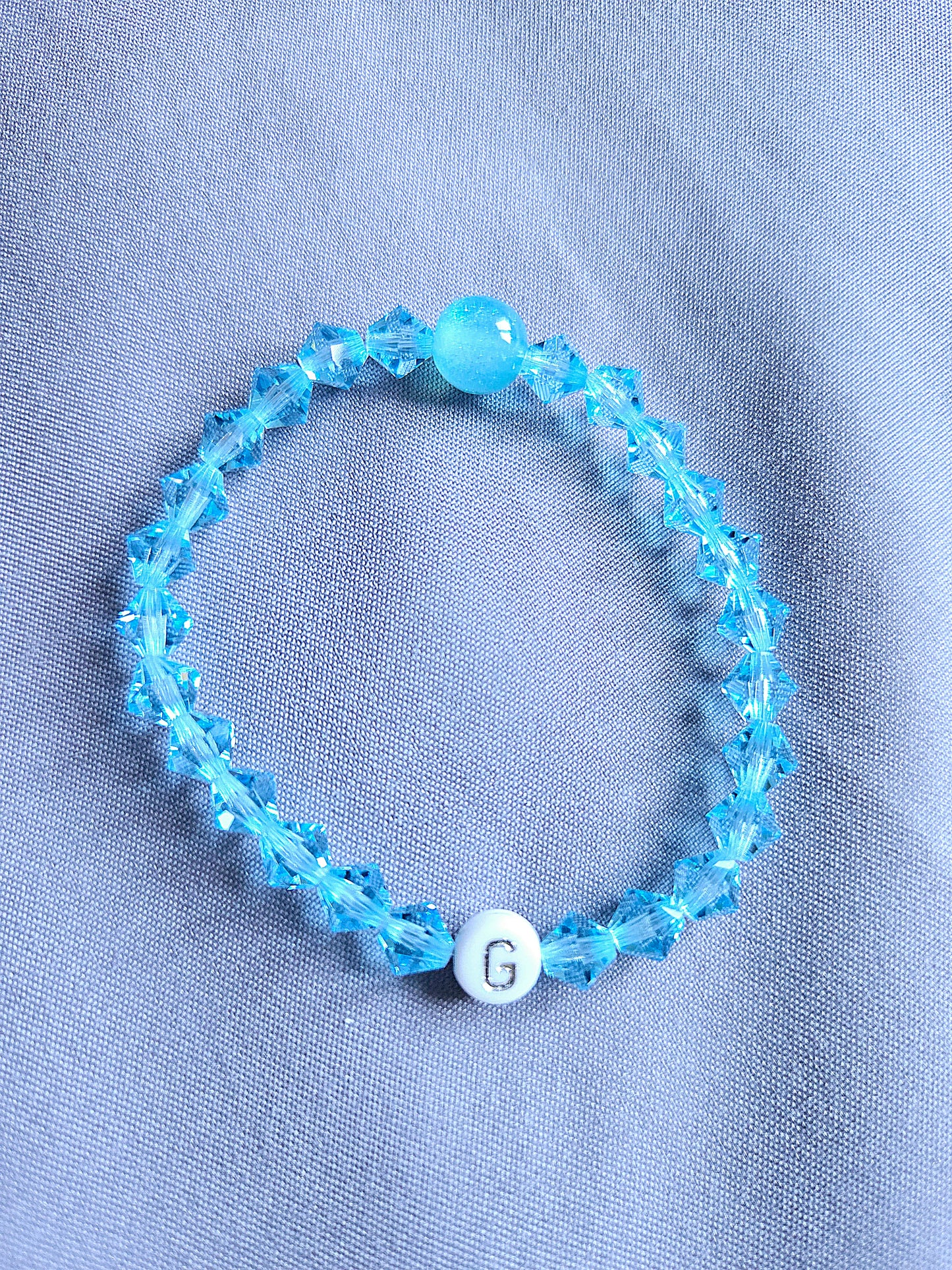 Personalised Initials Bicone Preciosa Crystals Stretch Bead Bracelet