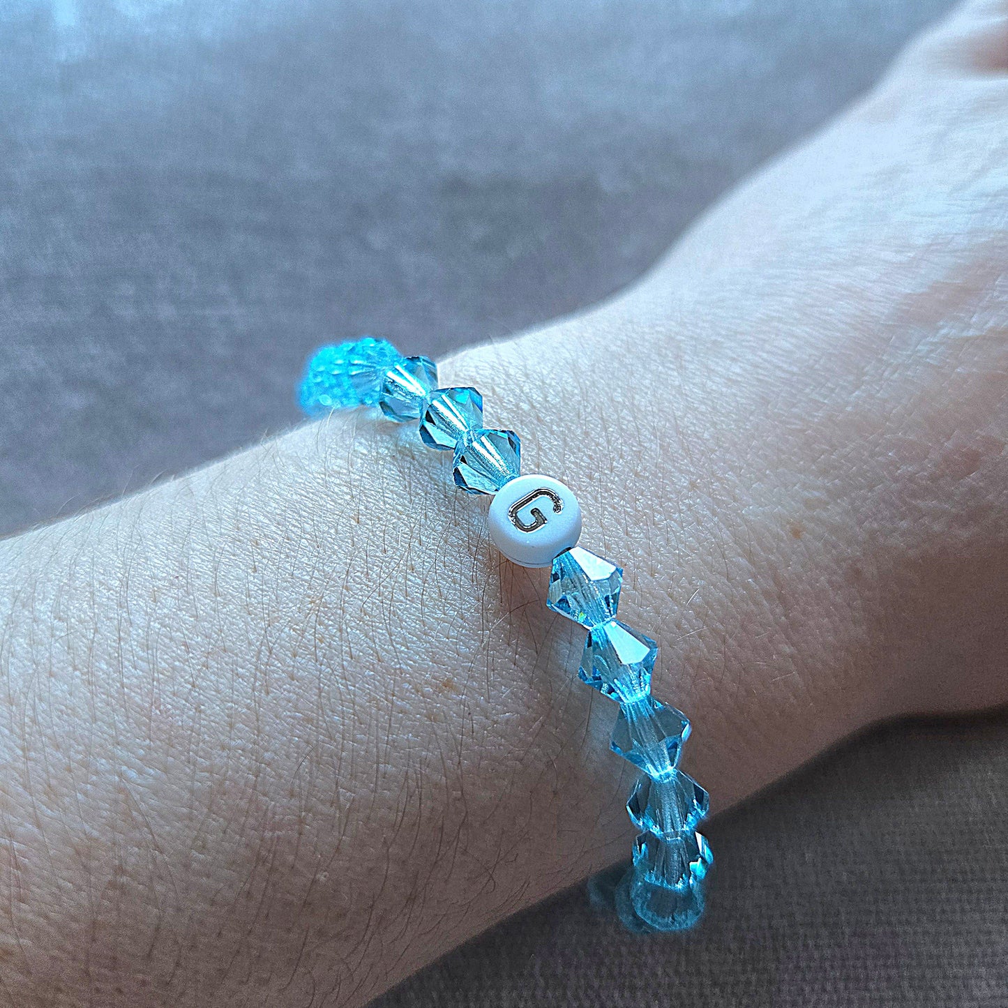 Personalised Initials Bicone Preciosa Crystals Stretch Bead Bracelet
