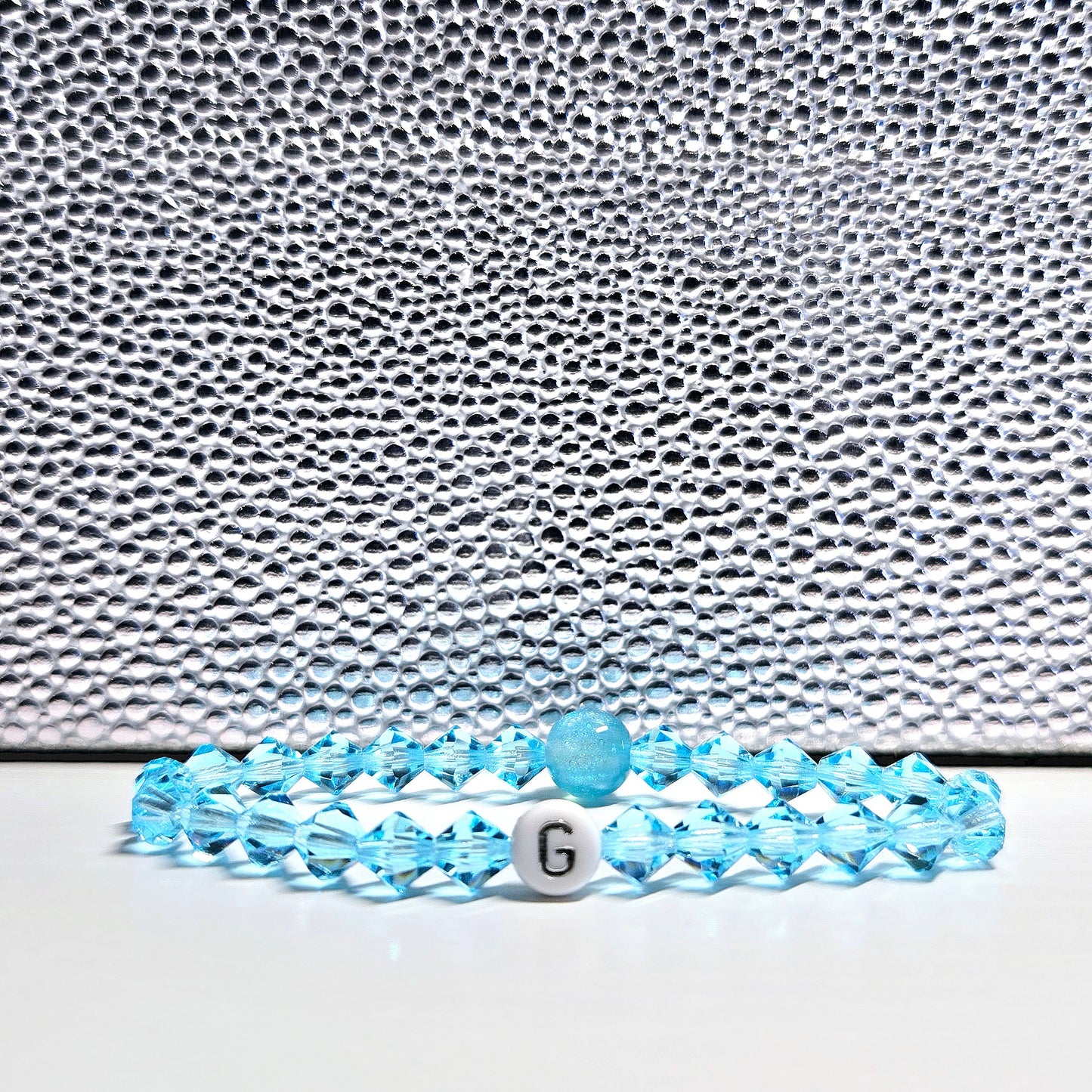 Personalised Initials Bicone Preciosa Crystals Stretch Bead Bracelet