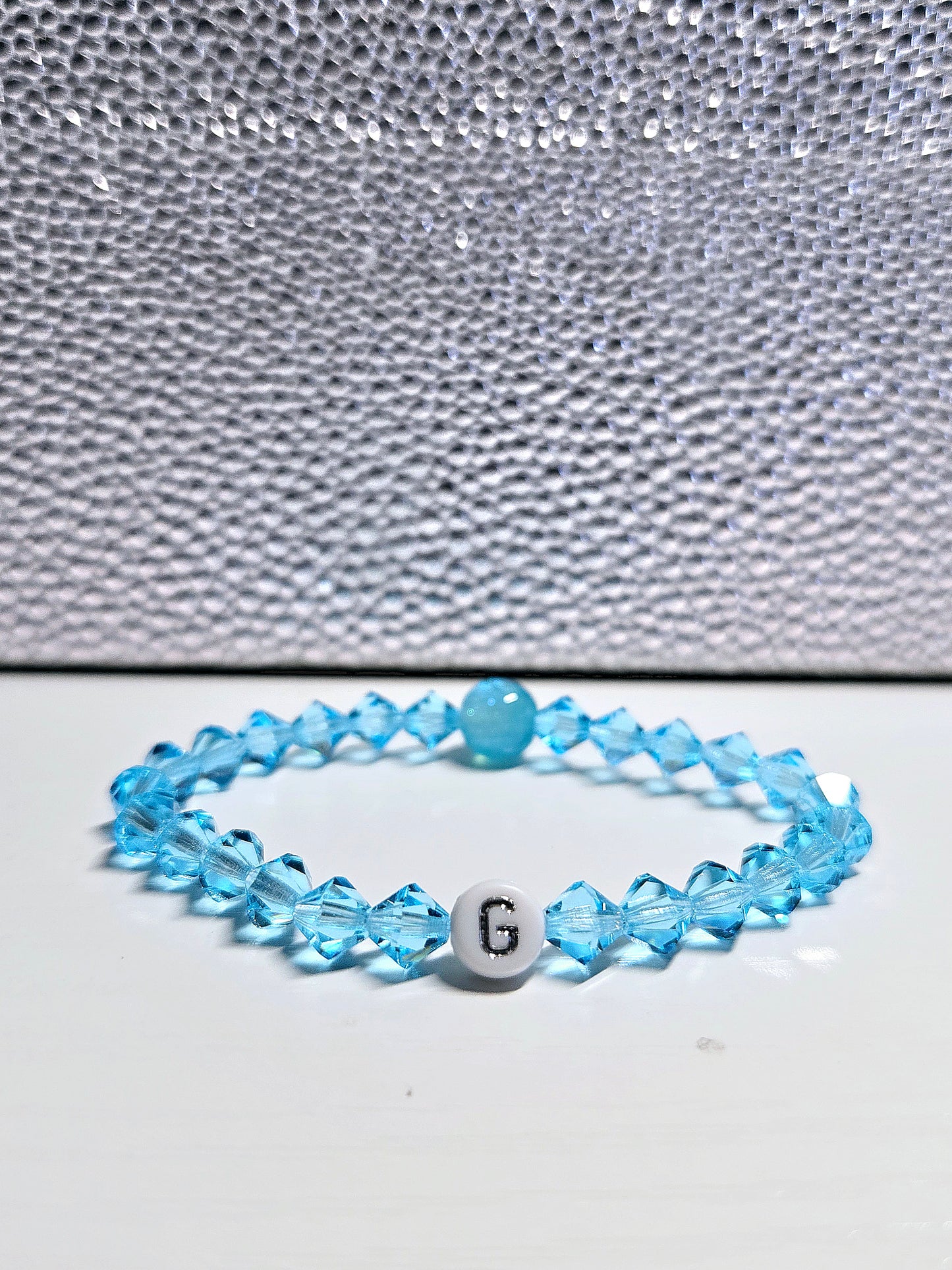 Personalised Initials Bicone Preciosa Crystals Stretch Bead Bracelet
