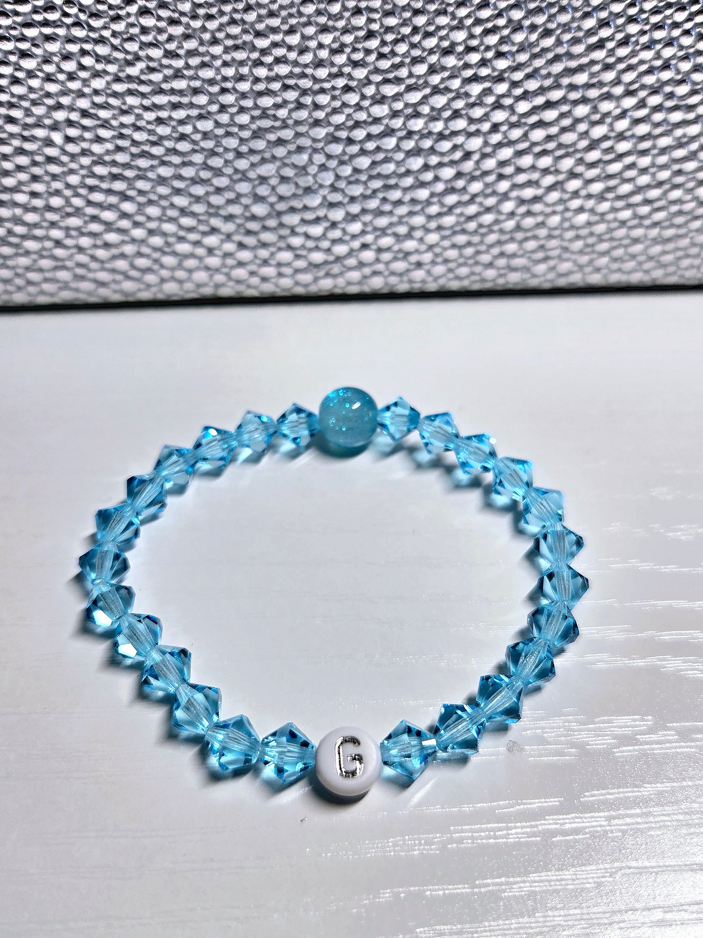 Personalised Initials Bicone Preciosa Crystals Stretch Bead Bracelet