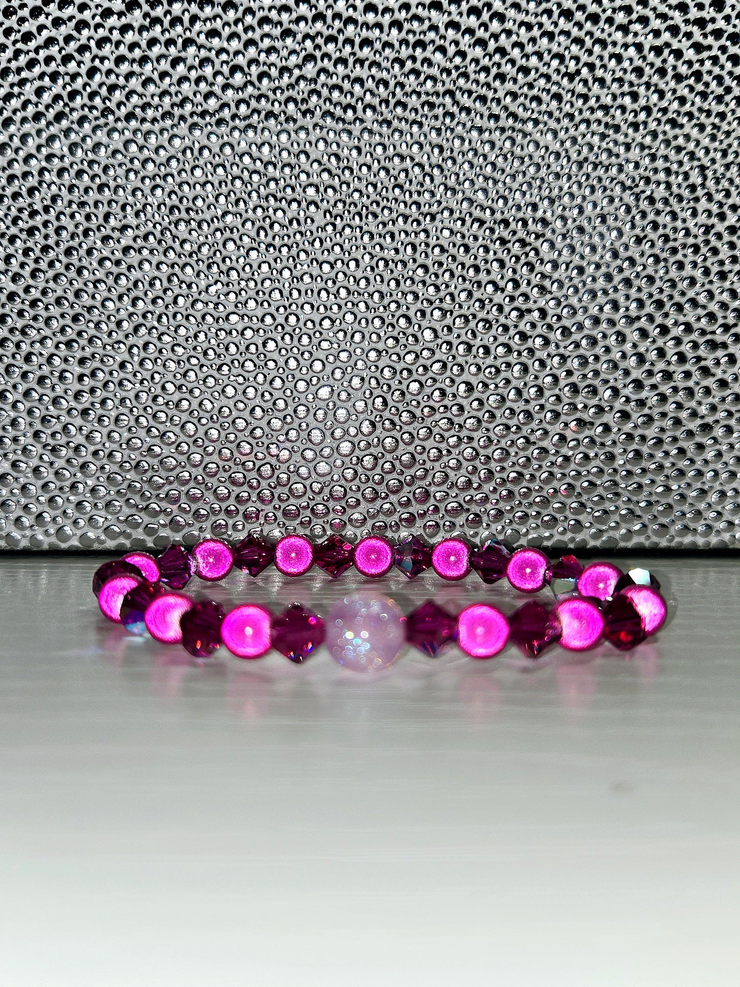 Pink Miracle Bead & Preciosa Crystal Stretch Bracelet