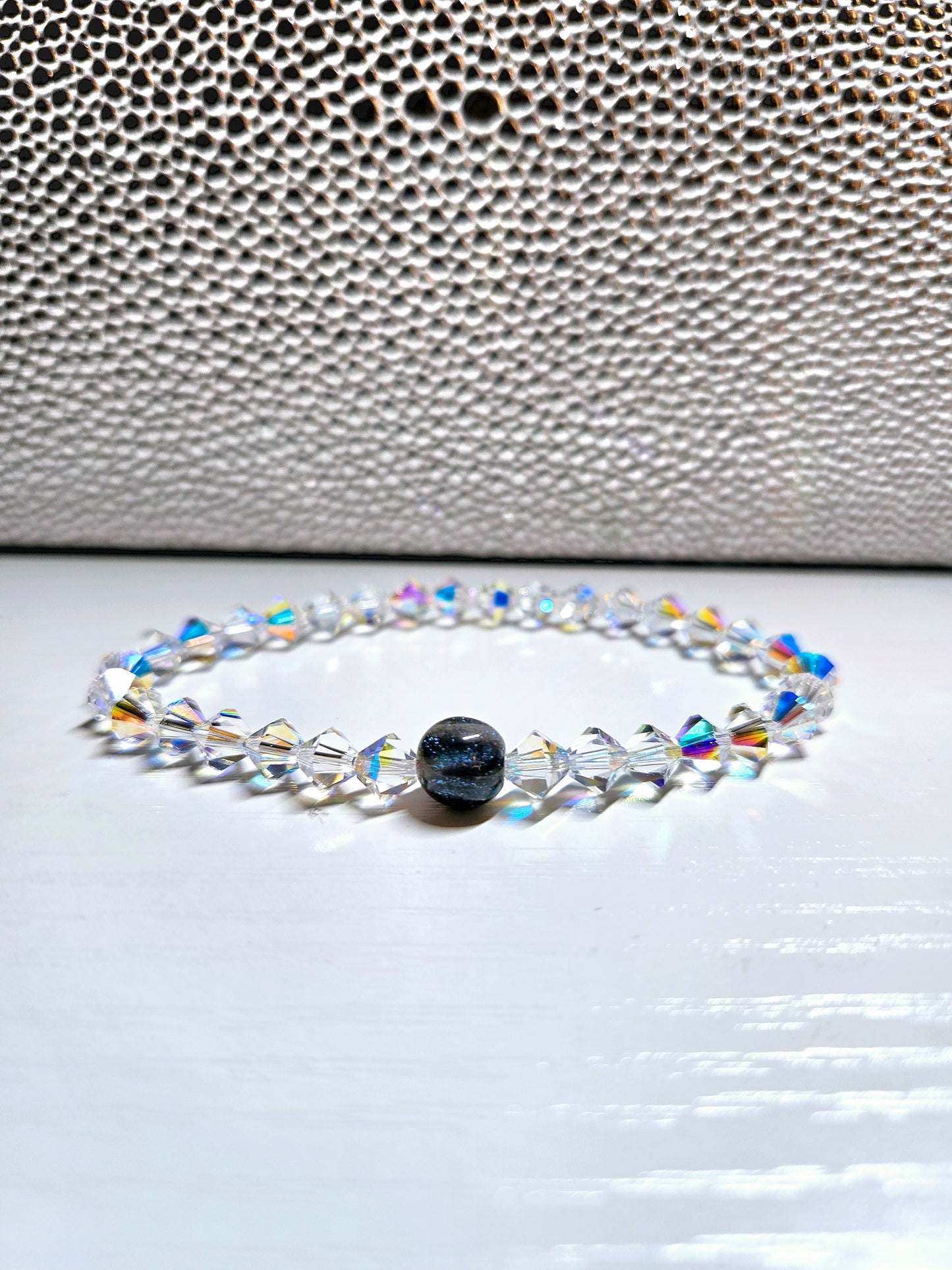 AB Clear Bicone Preciosa Crystals Stretch Bead Bracelet