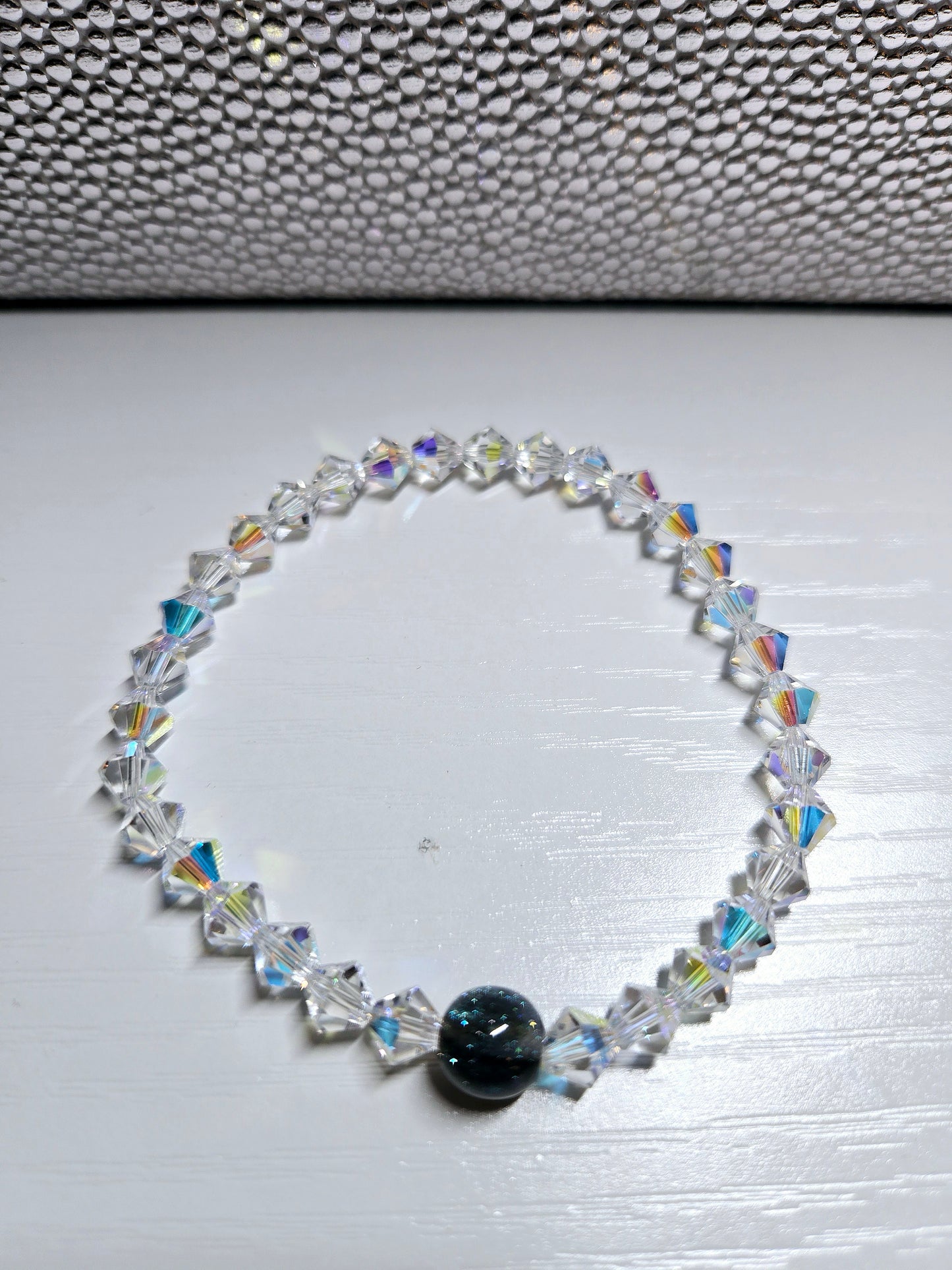 AB Clear Bicone Preciosa Crystals Stretch Bead Bracelet