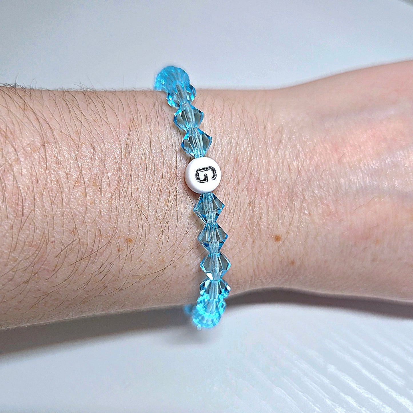 Personalised Initials Bicone Preciosa Crystals Stretch Bead Bracelet