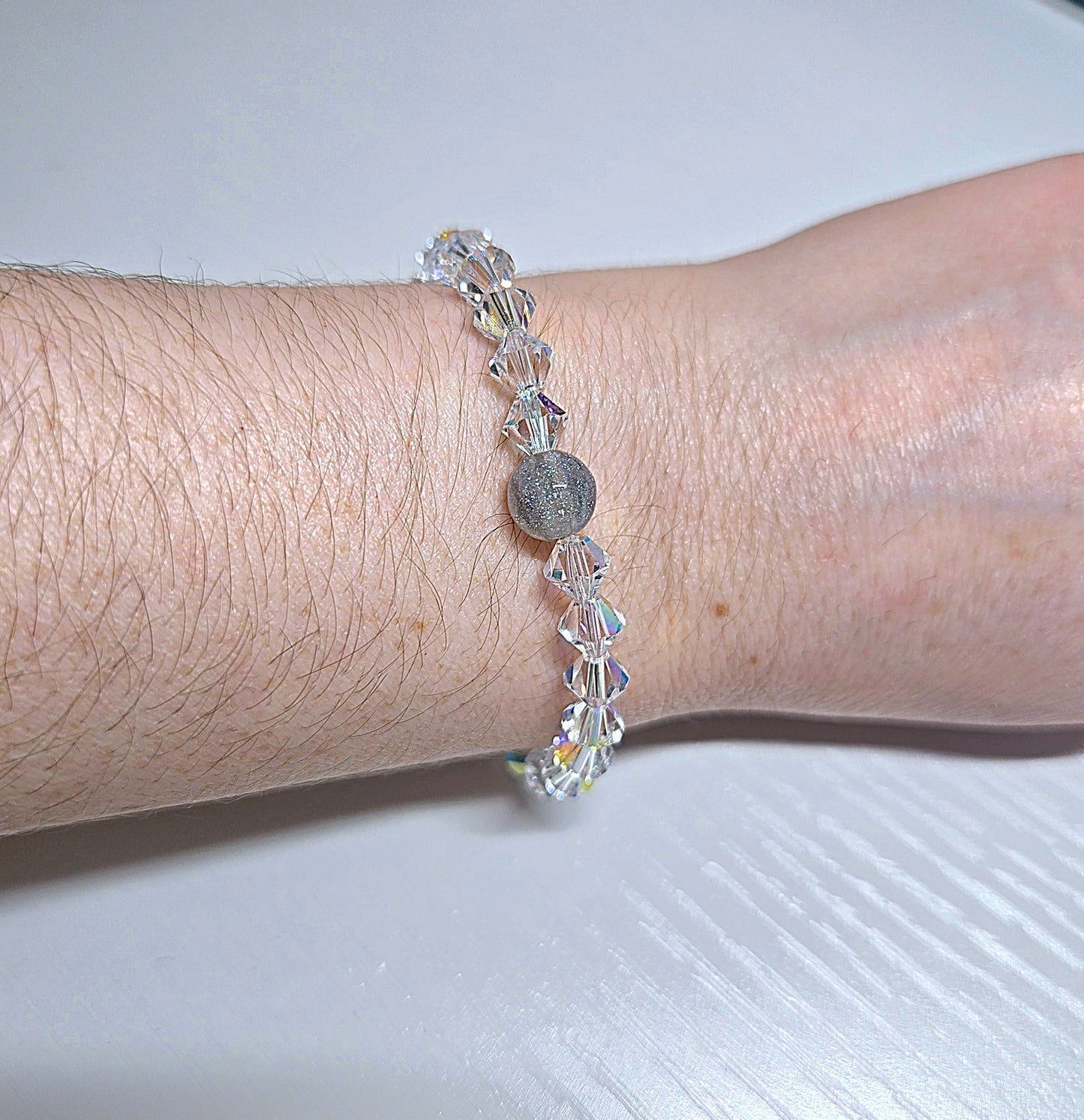 AB Clear Bicone Preciosa Crystals Stretch Bead Bracelet