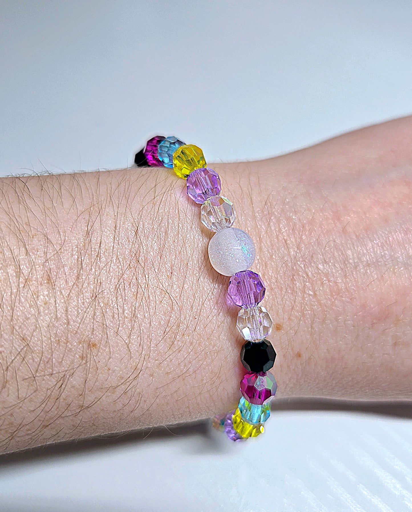 Rainbow Round Preciosa Crystals Stretch Bead Bracelet