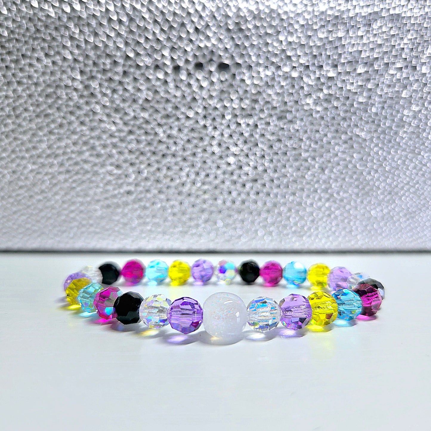 Rainbow Round Preciosa Crystals Stretch Bead Bracelet