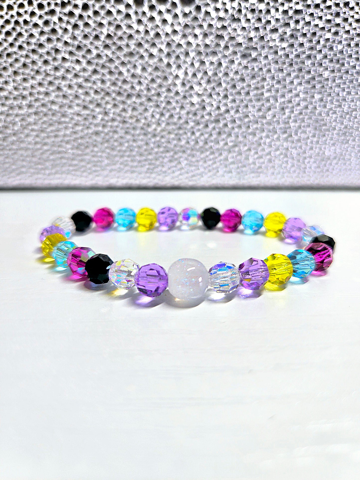 Rainbow Round Preciosa Crystals Stretch Bead Bracelet