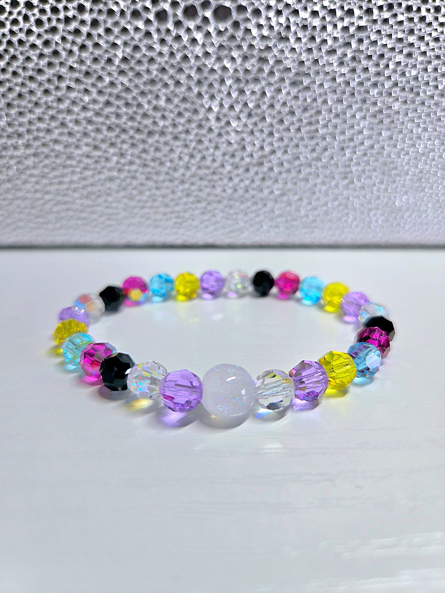 Rainbow Round Preciosa Crystals Stretch Bead Bracelet