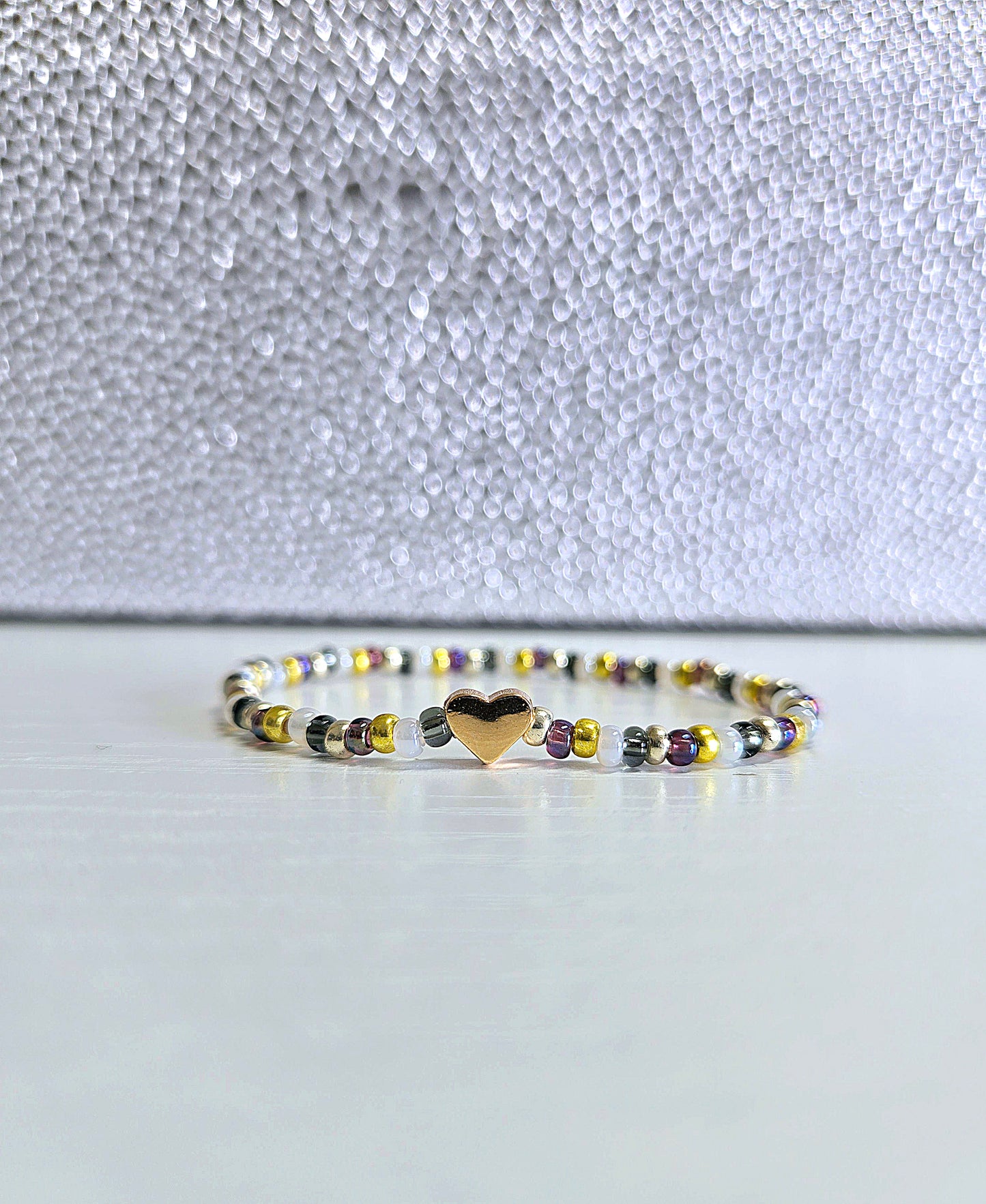 Rainbow Mix Metal Charm Beaded Stretch Bracelet