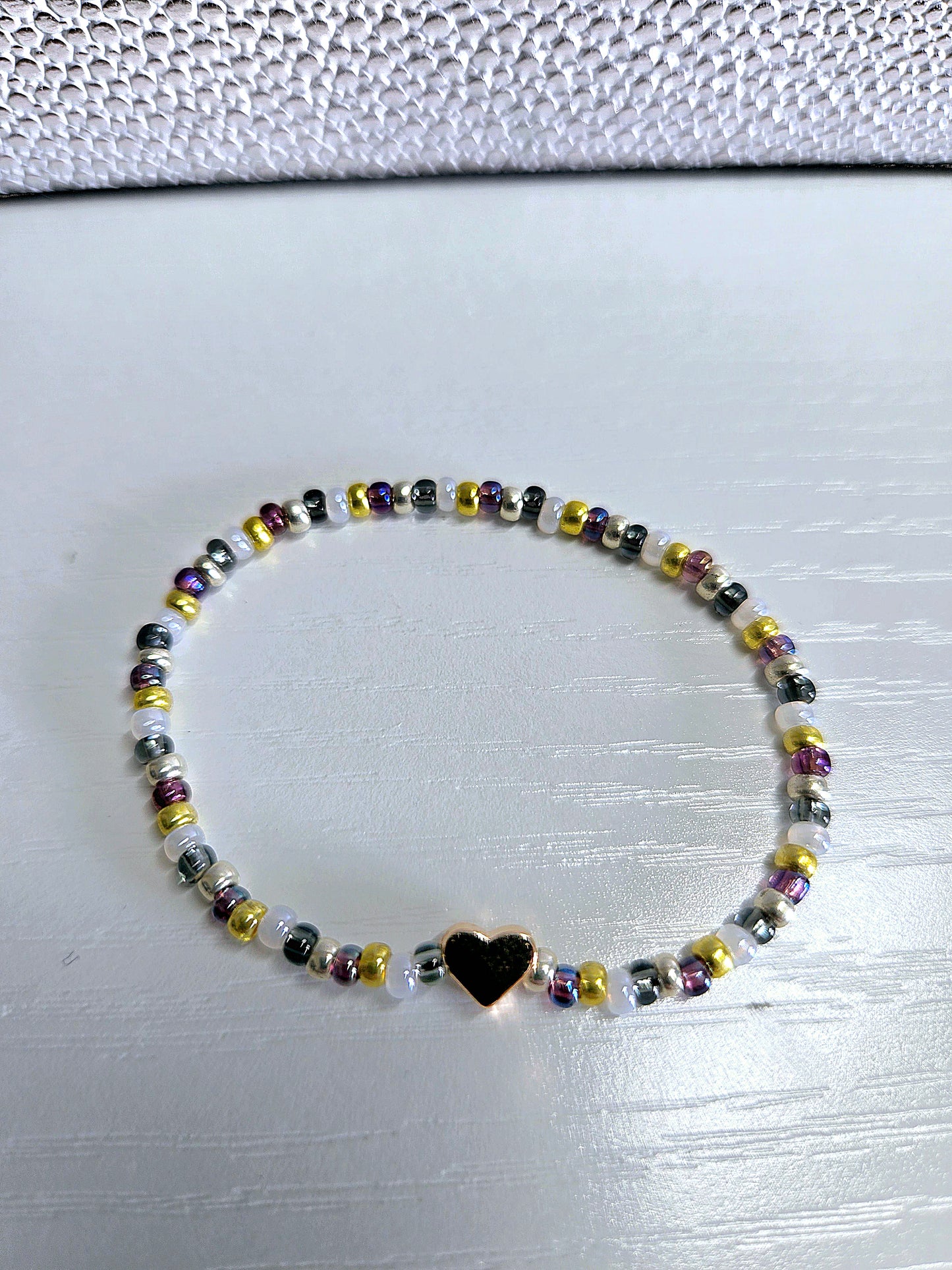 Rainbow Mix Metal Charm Beaded Stretch Bracelet