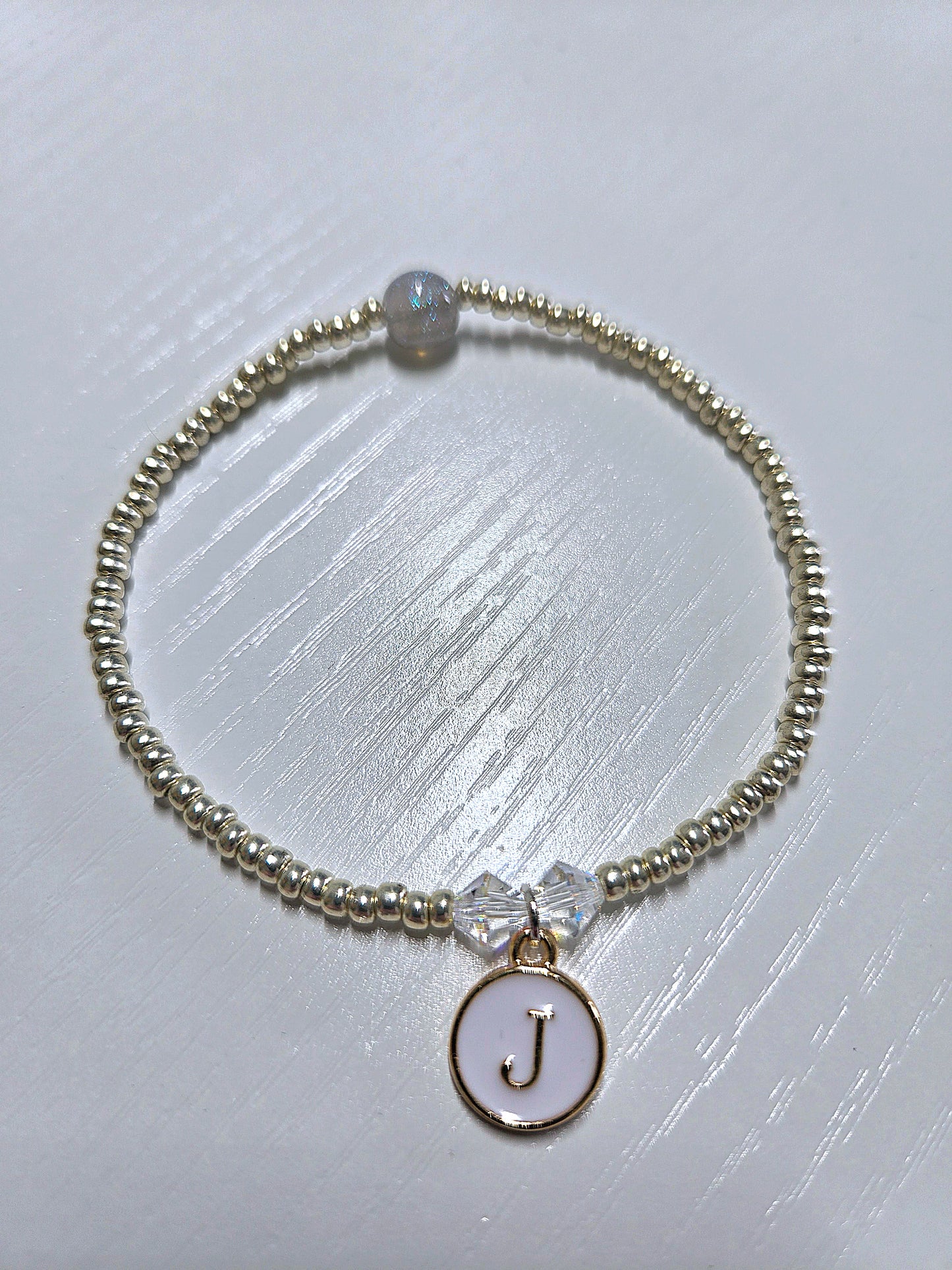 Personalised Initial Charm Beaded Stretch Bracelet