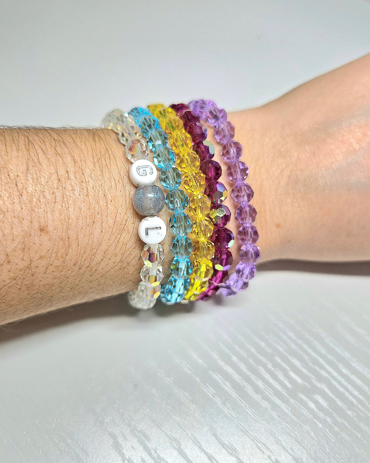 Personalised Round Preciosa Crystals Stretch Bead Bracelet