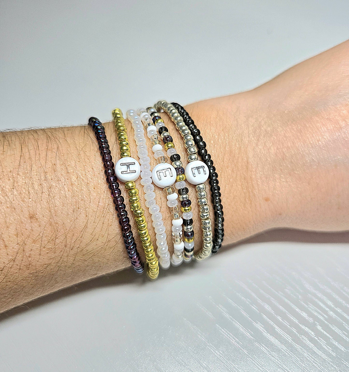 Personalised Initials Beaded Stretch Bracelet