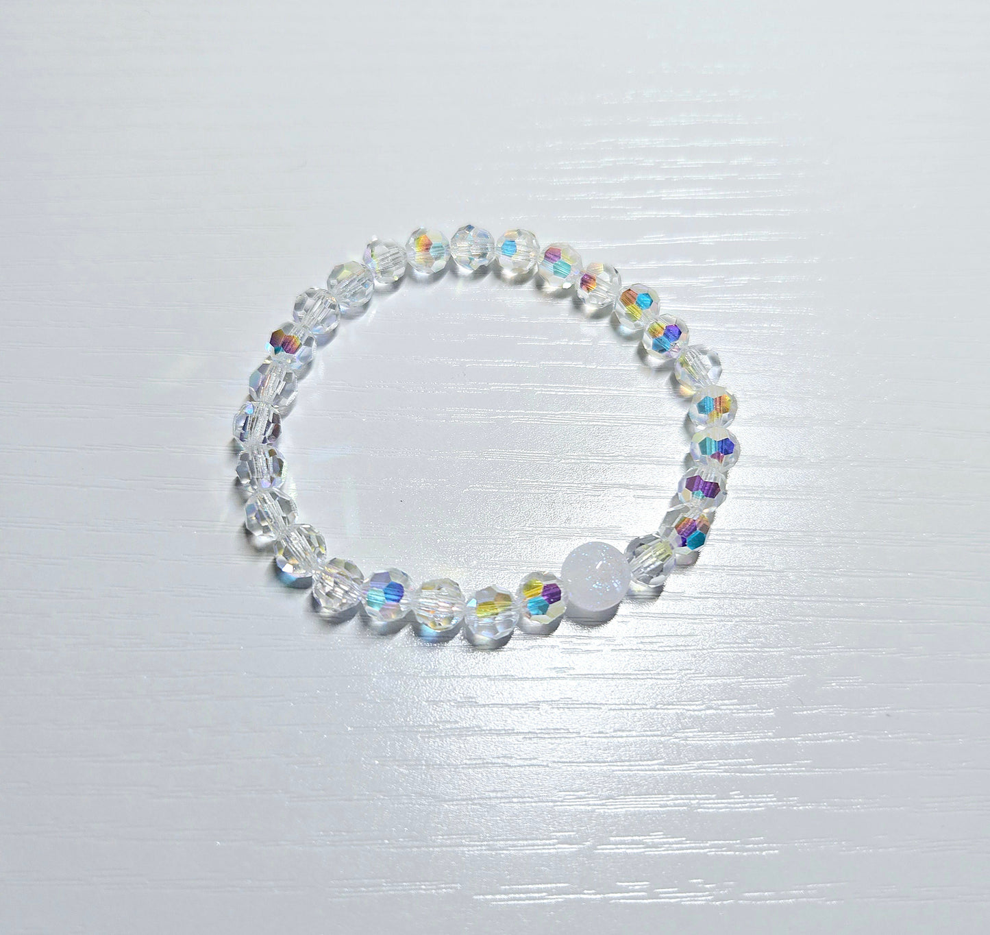 Personalised Initial Charm Round Preciosa Crystal Stretch Beaded Bracelet