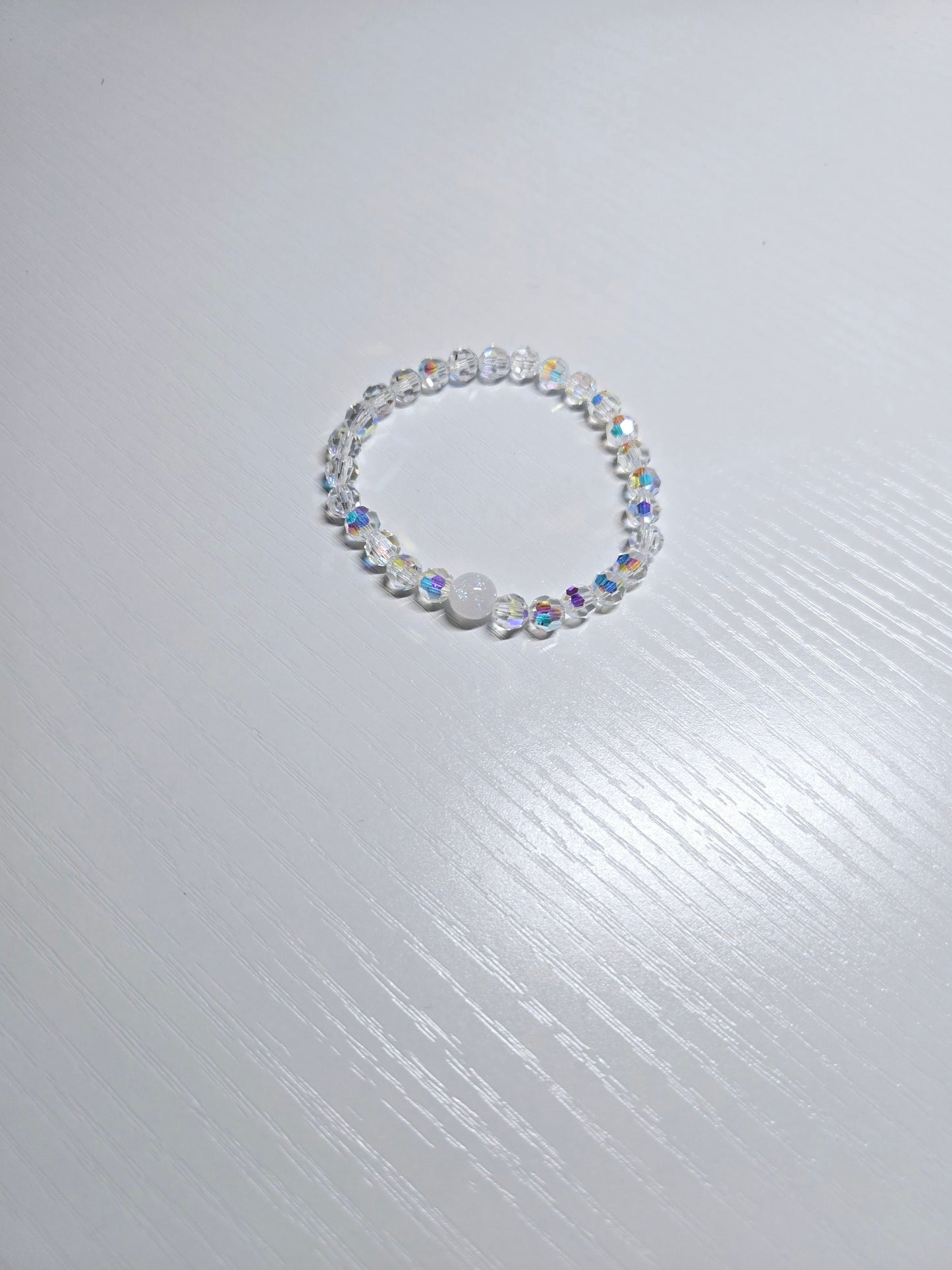 AB Round Preciosa Crystals Stretch Bead Bracelet