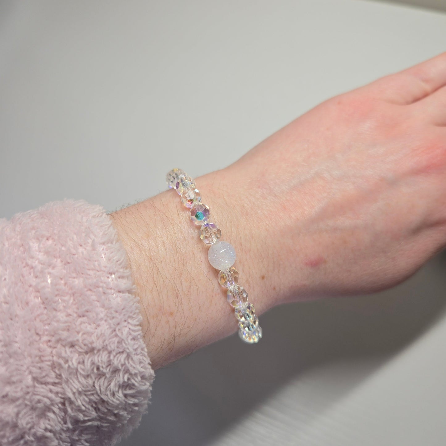 AB Round Preciosa Crystals Stretch Bead Bracelet