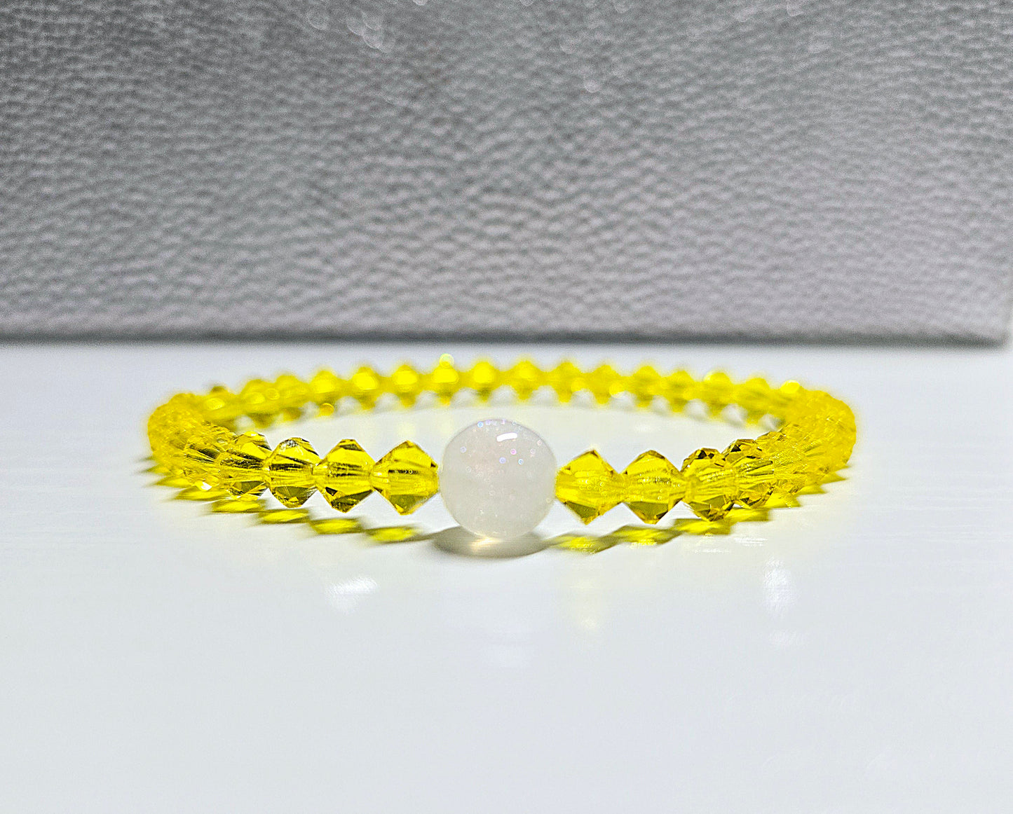 Personalised Initials Bicone Preciosa Crystals Stretch Bead Bracelet