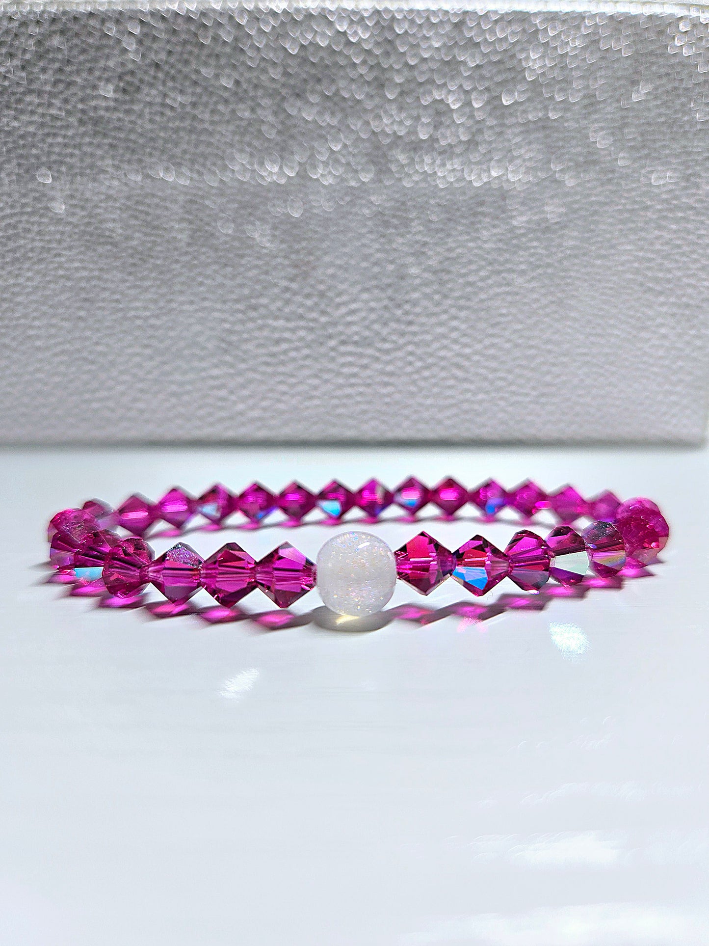Personalised Initials Bicone Preciosa Crystals Stretch Bead Bracelet