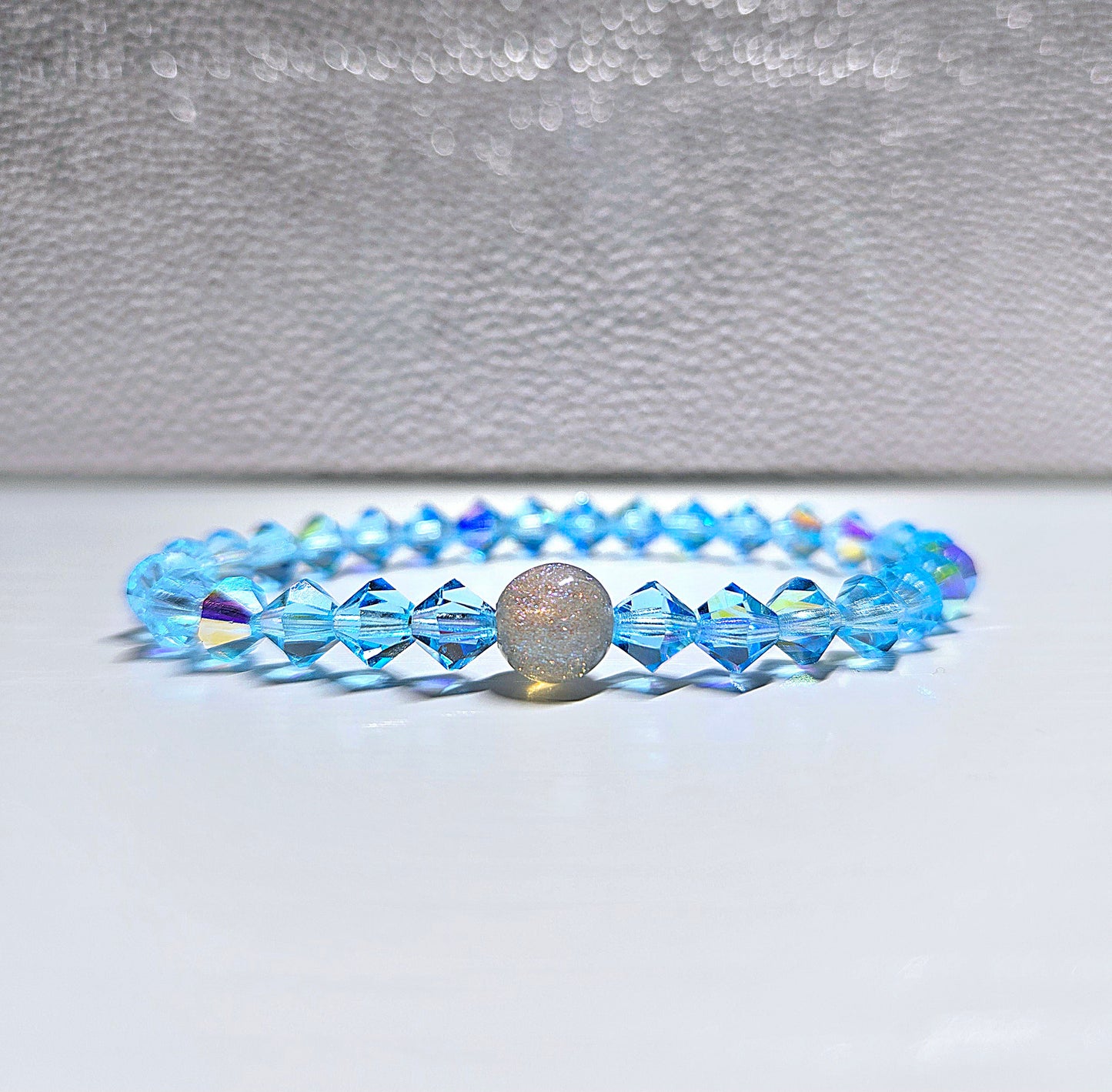 Personalised Initials Bicone Preciosa Crystals Stretch Bead Bracelet