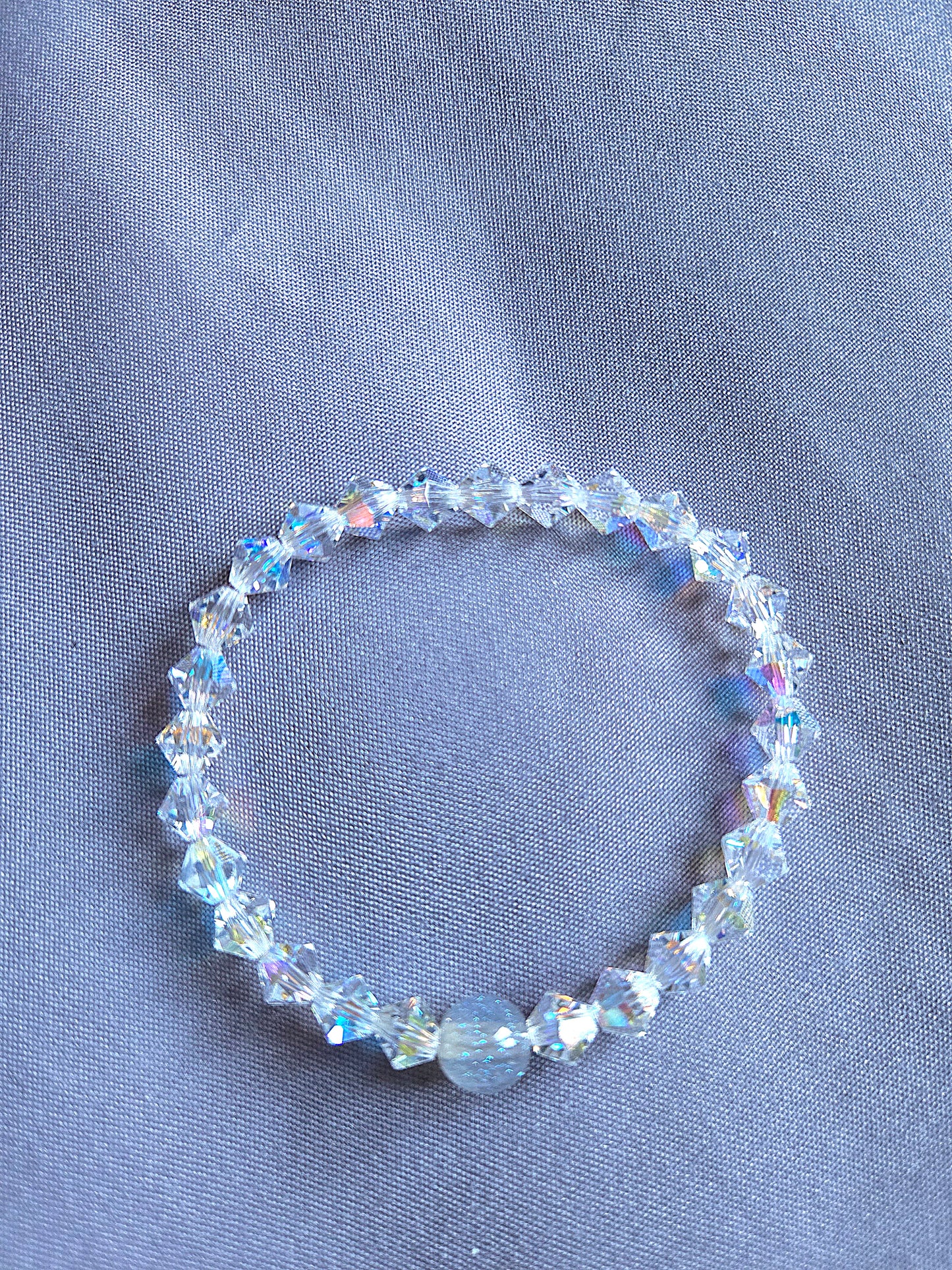 AB Clear Bicone Preciosa Crystals Stretch Bead Bracelet