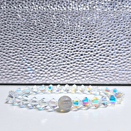 AB Clear Bicone Preciosa Crystals Stretch Bead Bracelet