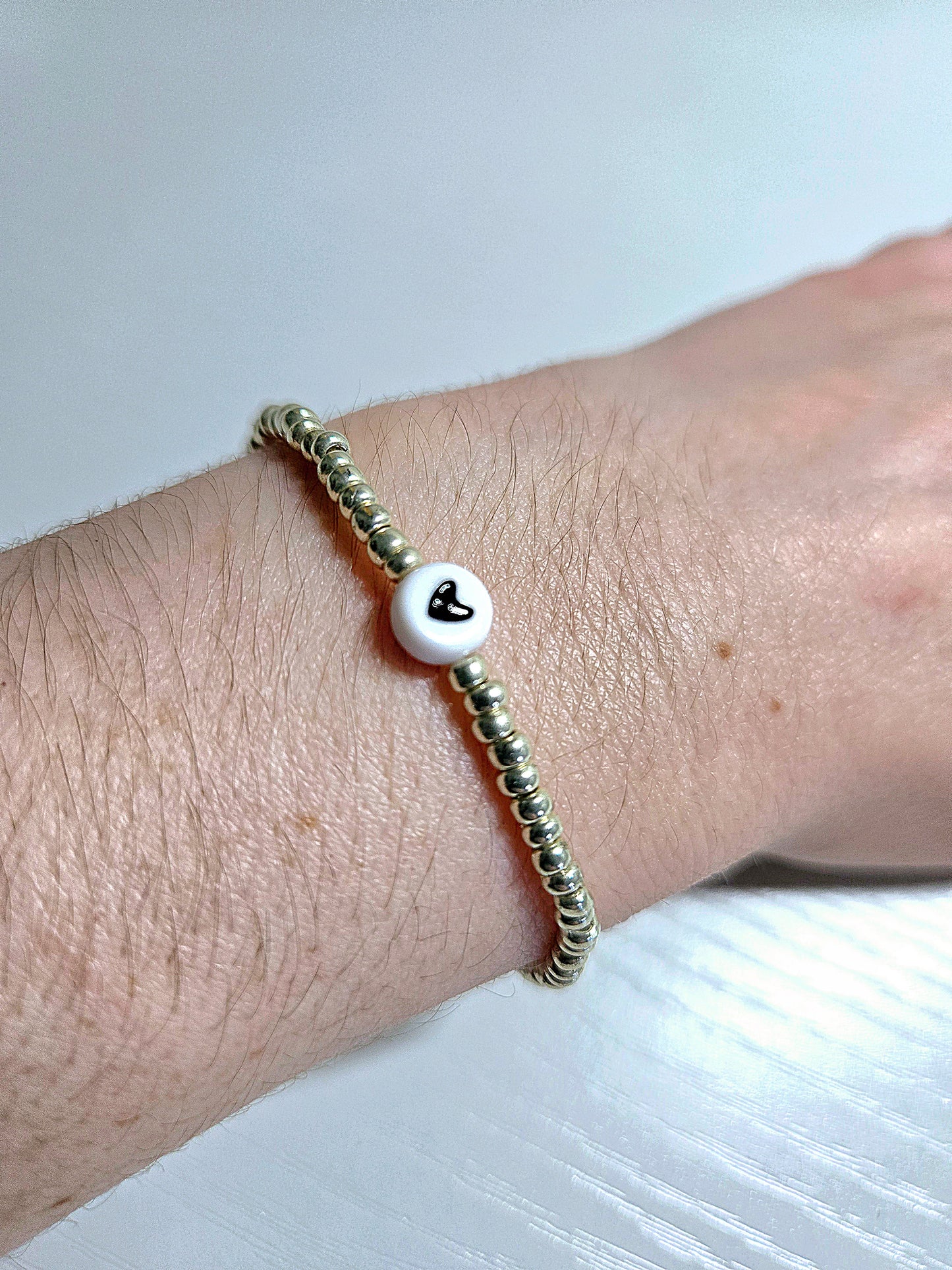 Heart Charm Beaded Stretch Bracelet