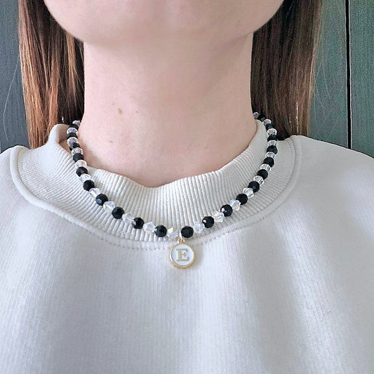 Personalised Initial Charm Preciosa Crystals Bead Necklace