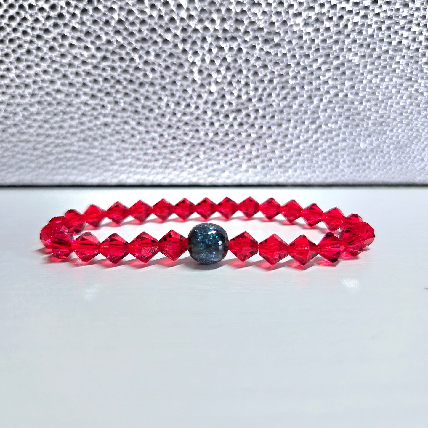 Red Bicone Preciosa Crystals Stretch Bead Bracelet