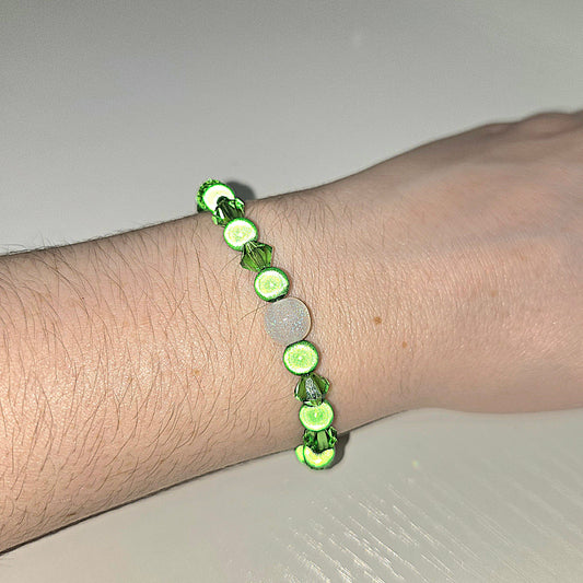 Green Miracle Bead & Preciosa Crystal Stretch Bracelet