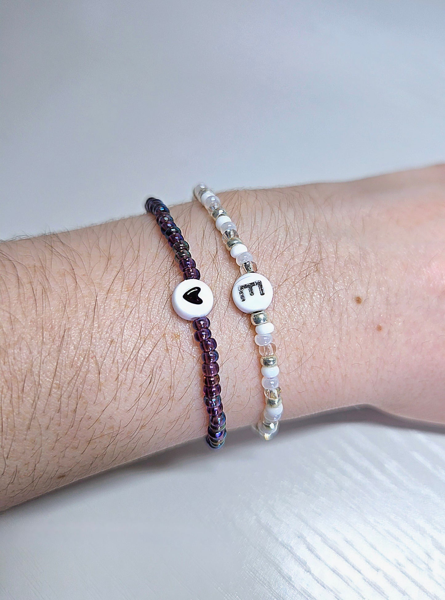 Heart Charm Beaded Stretch Bracelet