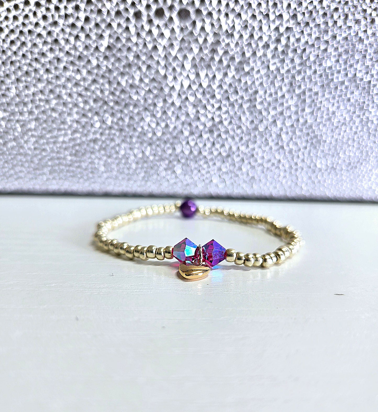 Heart Charm Beaded Stretch Bracelet