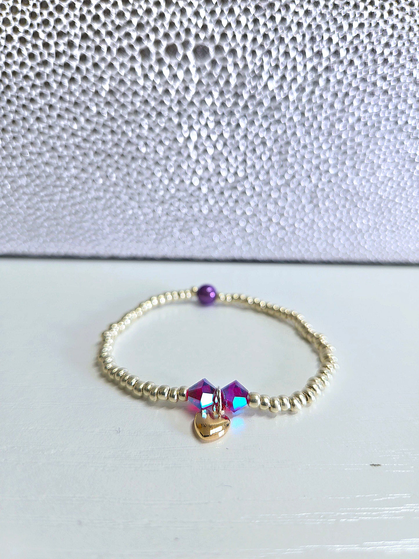 Heart Charm Beaded Stretch Bracelet