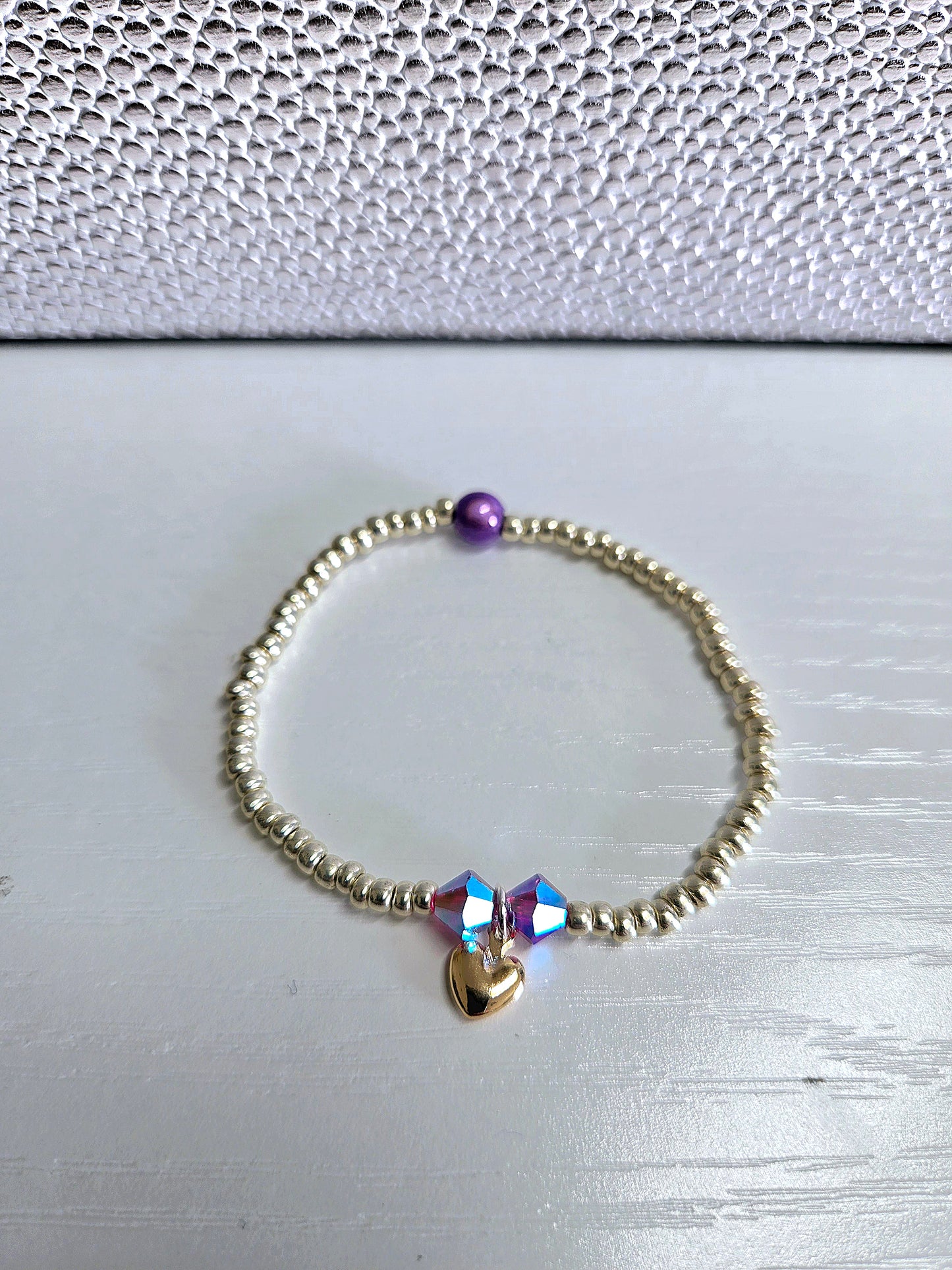 Heart Charm Beaded Stretch Bracelet