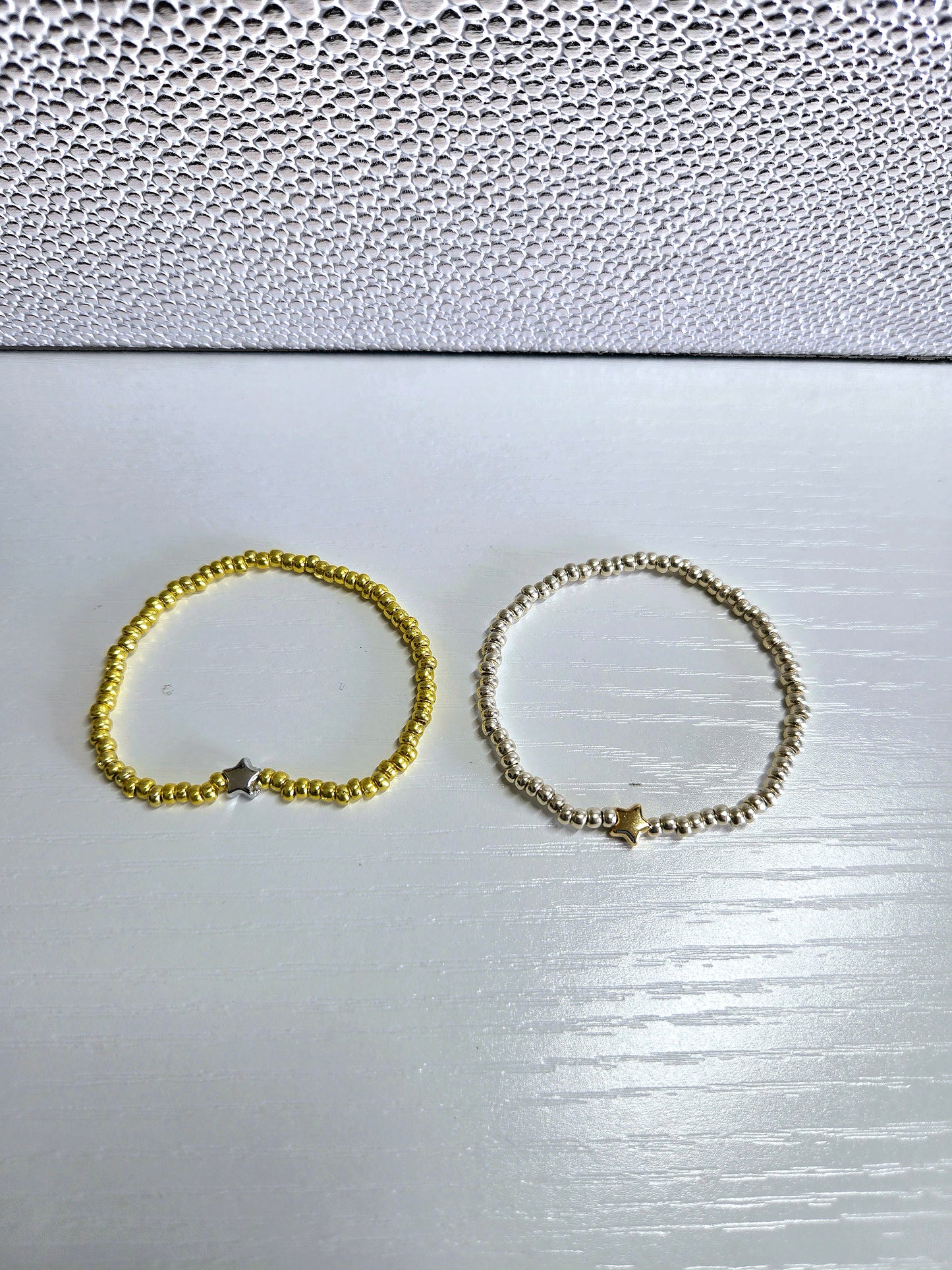 Metal Star Charm Beaded Stretch Bracelet