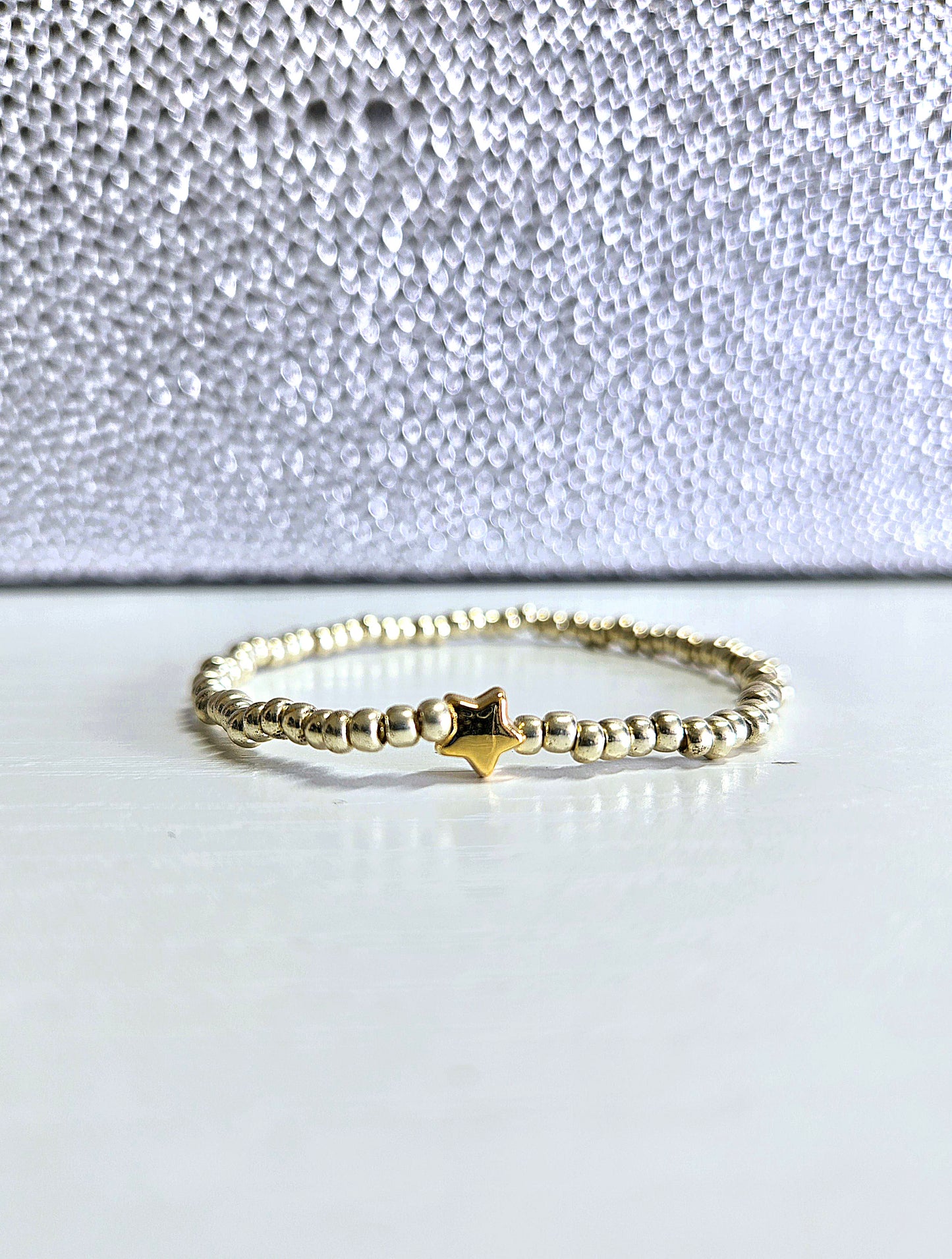 Metal Star Charm Beaded Stretch Bracelet