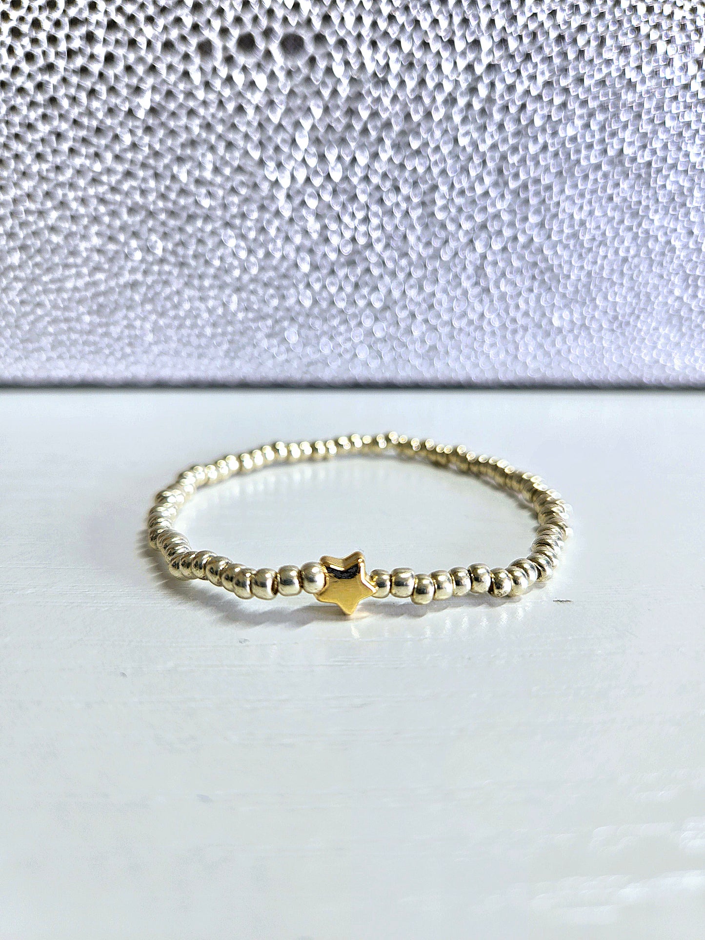 Metal Star Charm Beaded Stretch Bracelet