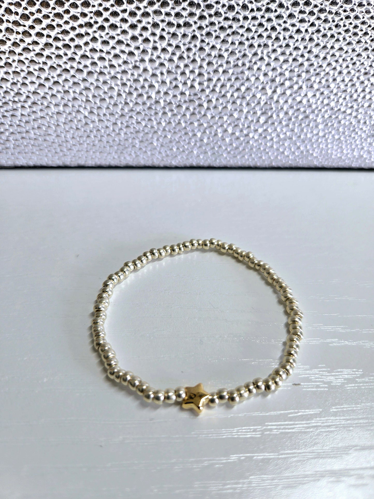 Metal Star Charm Beaded Stretch Bracelet